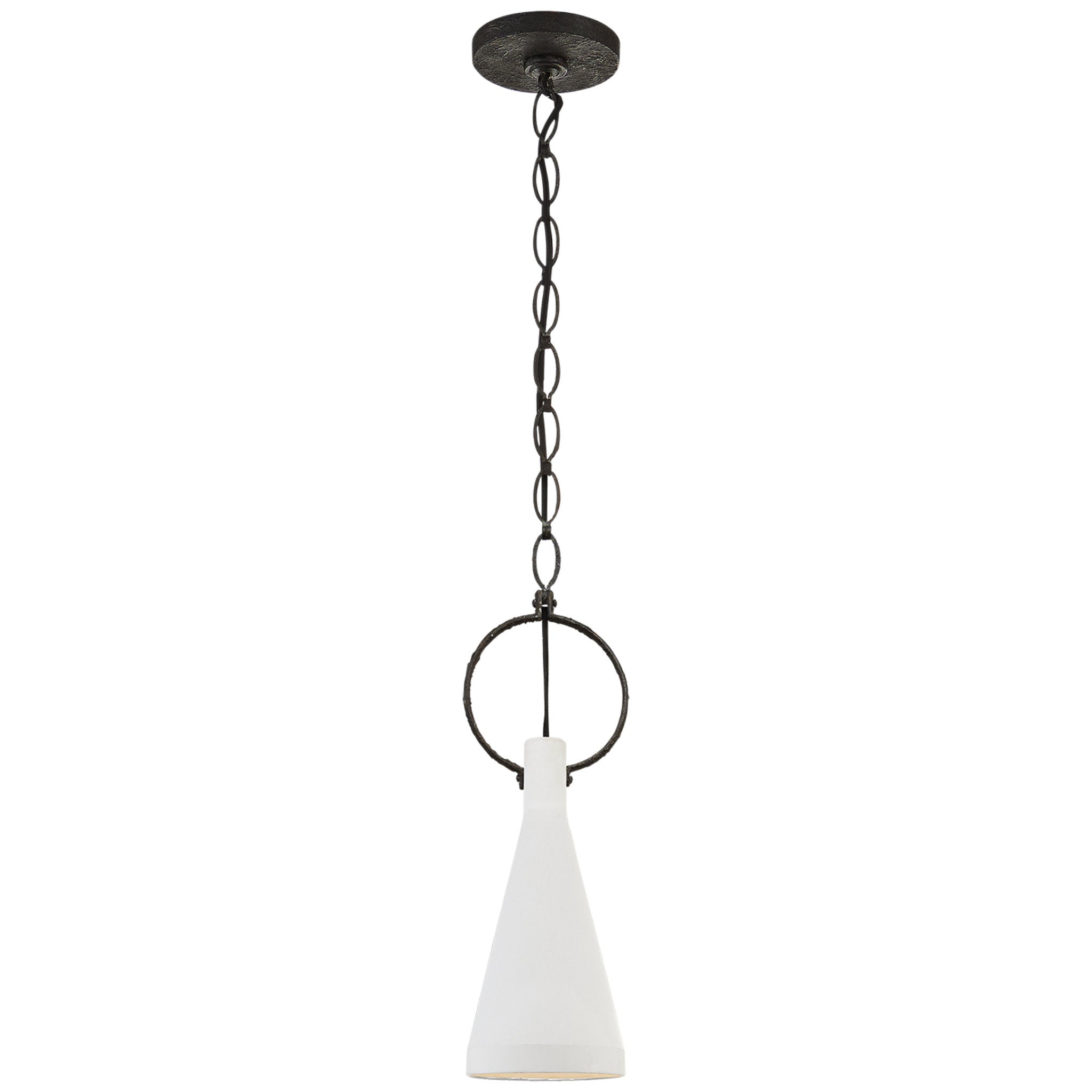 Suzanne Kasler Limoges Small Pendant in Natural Rust with Plaster White Shade Ceiling Light W6.75"