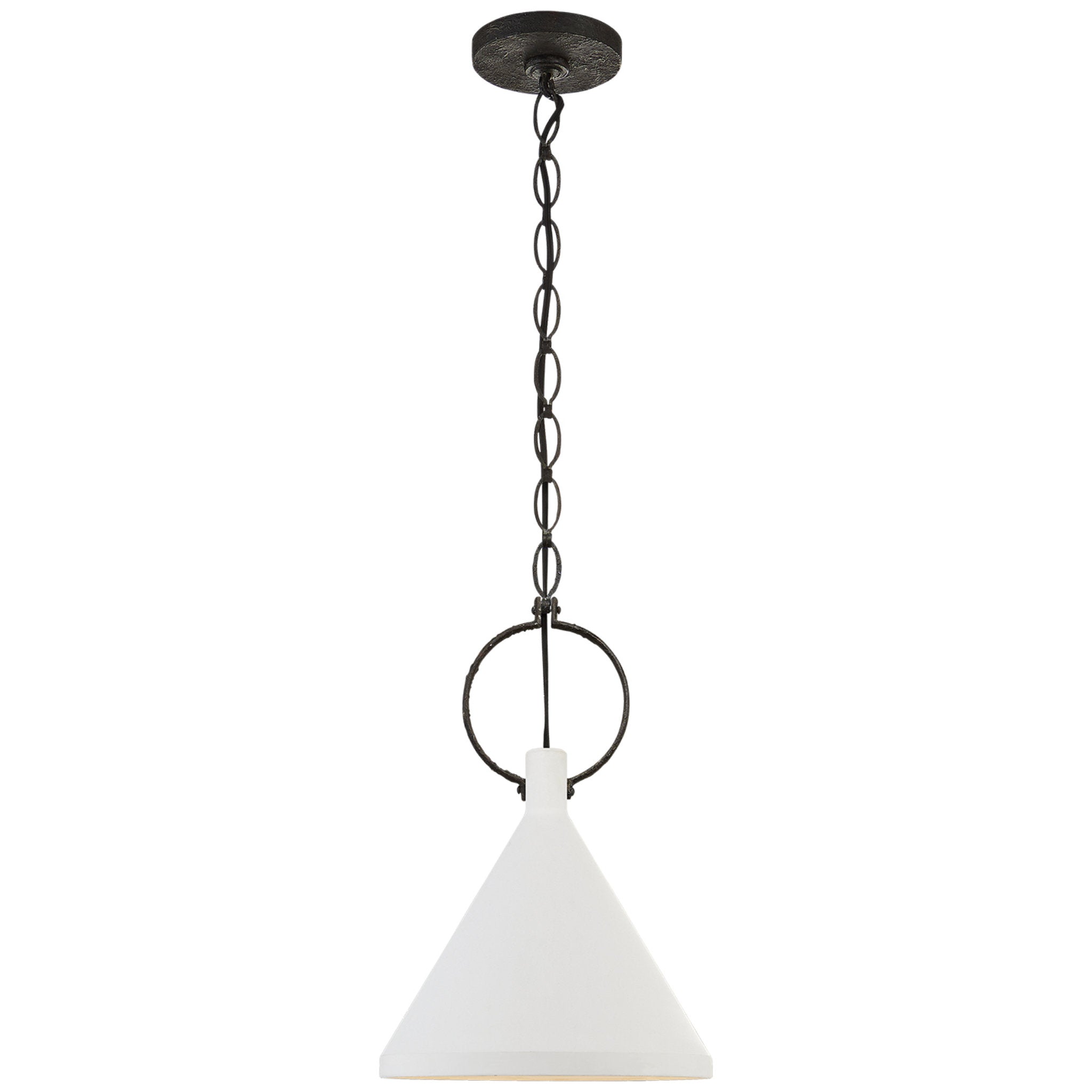 Suzanne Kasler Limoges Medium Pendant in Natural Rust with Plaster White Shade Ceiling Light W14.25"