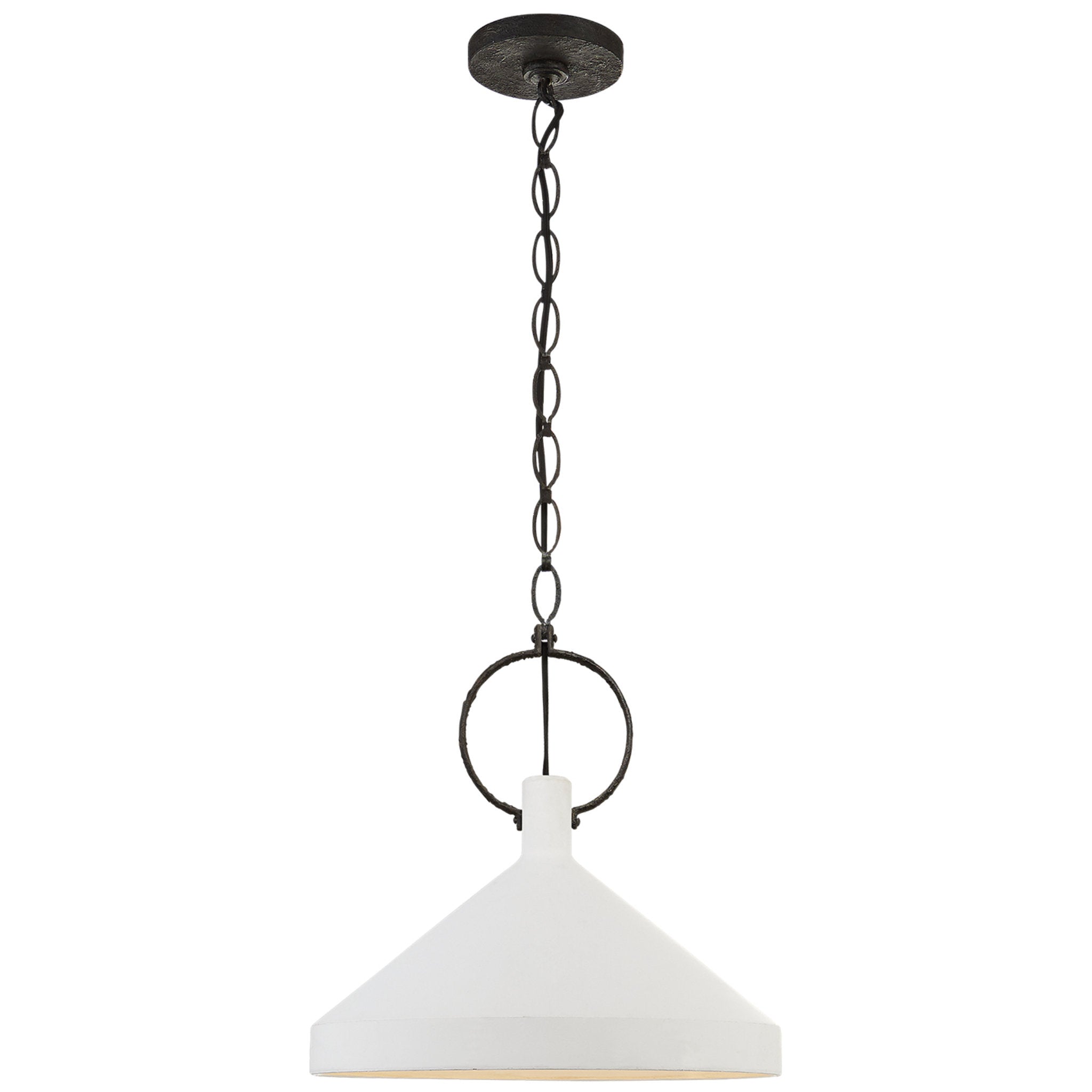 Suzanne Kasler Limoges Large Pendant in Natural Rust with Plaster White Shade Ceiling Light W16.5"