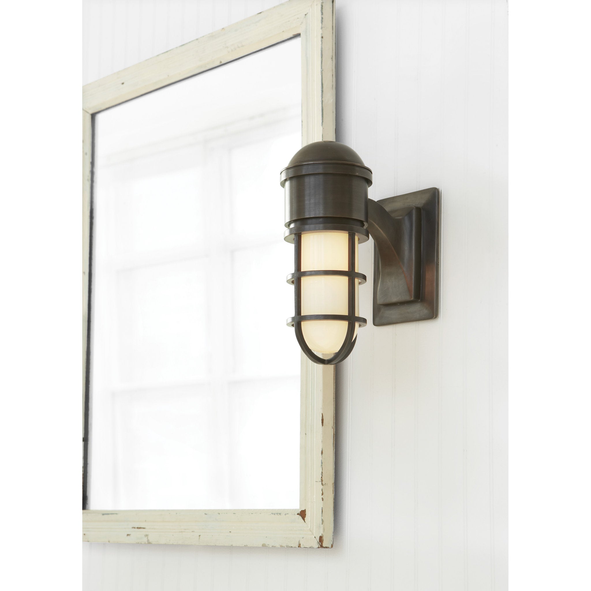 Chapman & Myers Marine Wall Light in Bronze with White Glass W4.5" x H10.5"