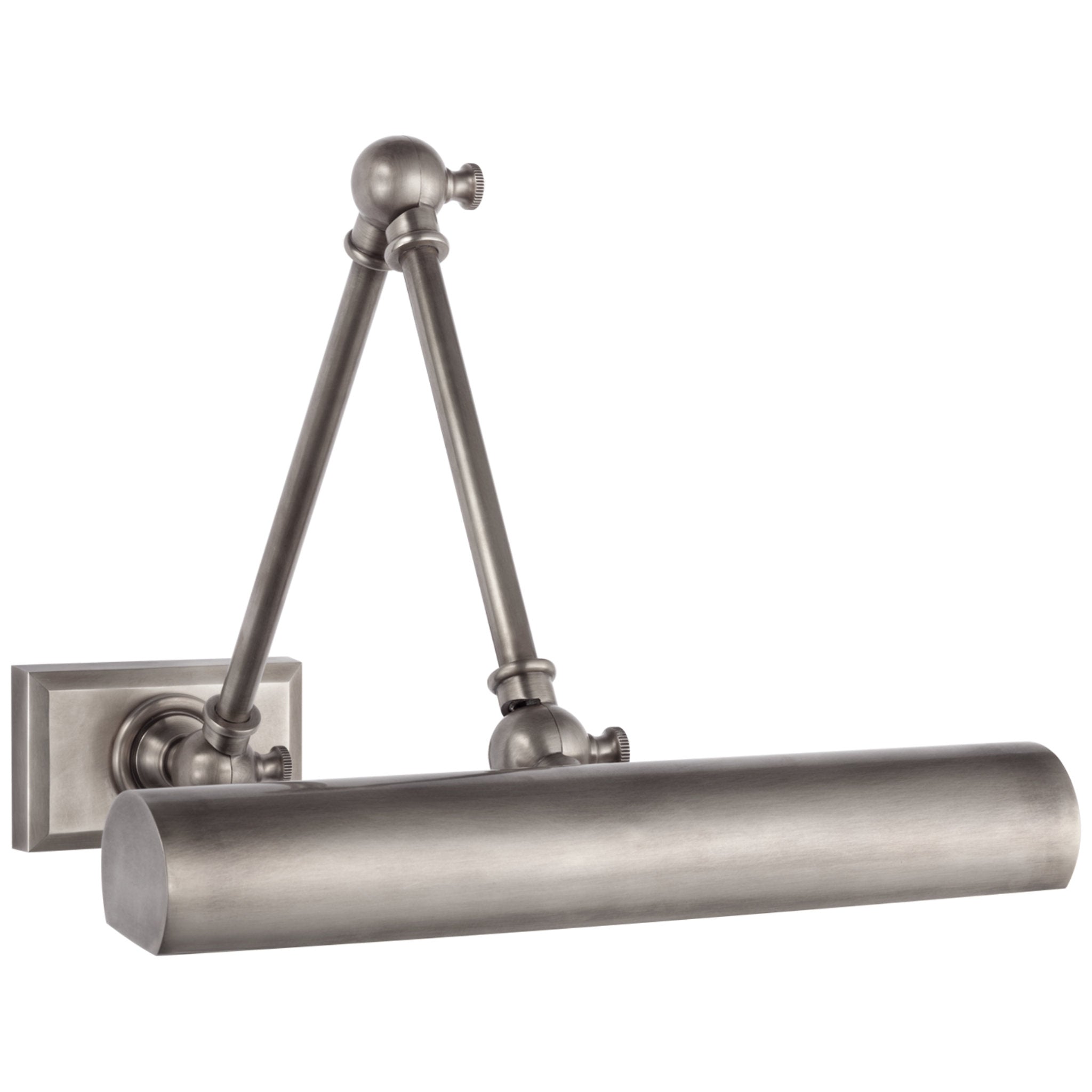 Chapman & Myers Cabinet Maker 12" Double Library Light in Antique Nickel Wall Light W12" x H5.75" - 12.25"