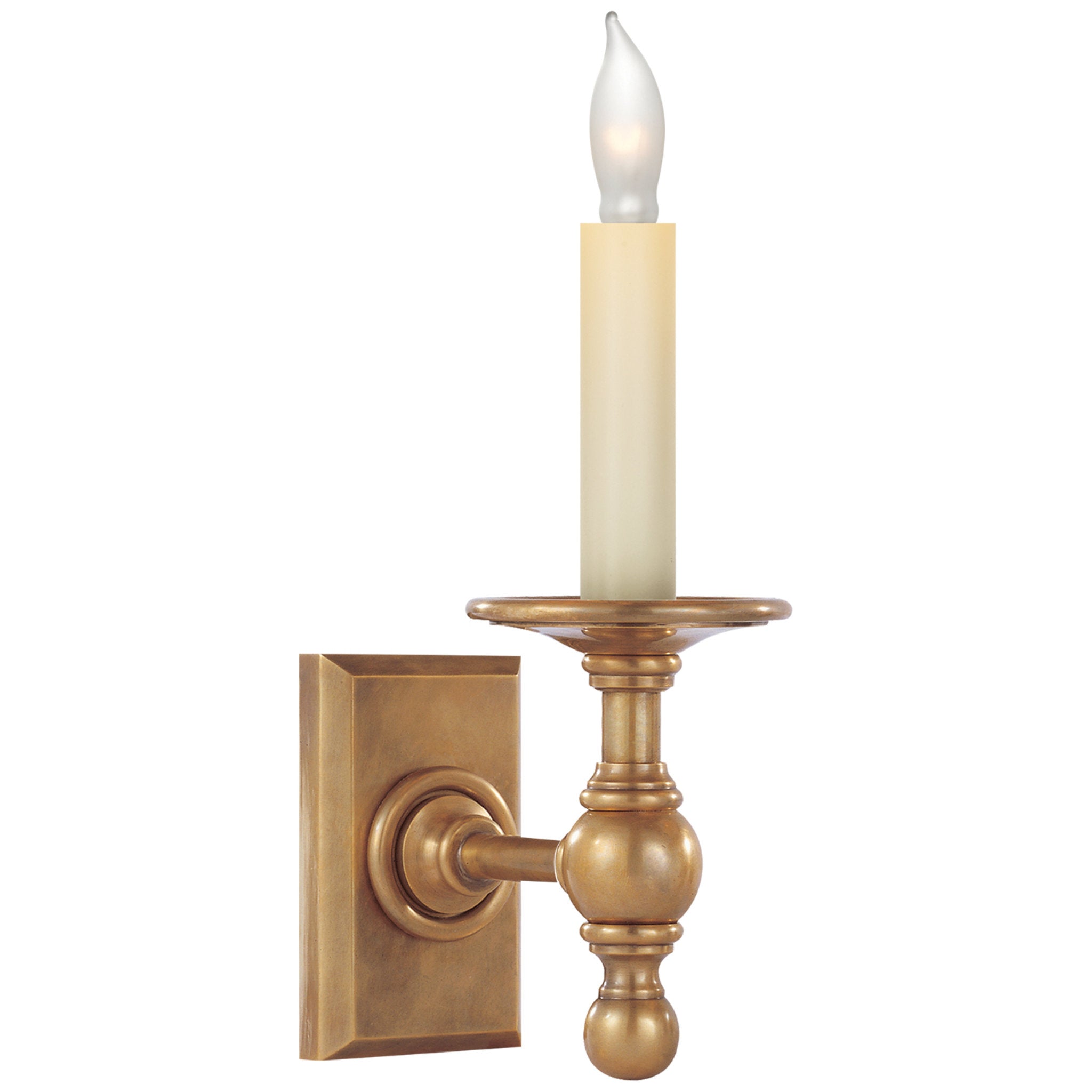 Chapman & Myers Single Library Classic Sconce in Hand-Rubbed Antique Brass Wall Light W3.5" x H8"