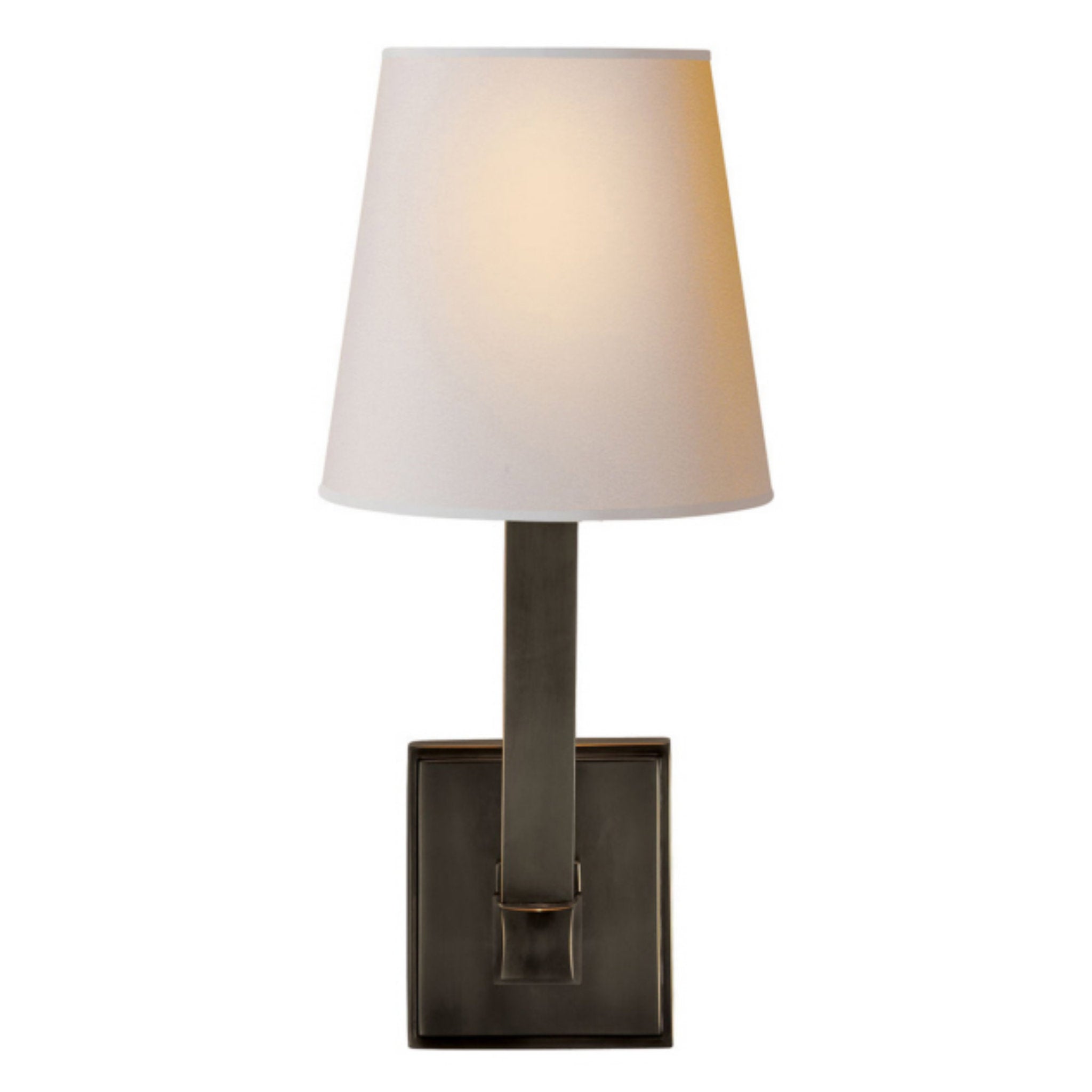 Chapman & Myers Square Tube Single Sconce in Bronze with Natural Paper