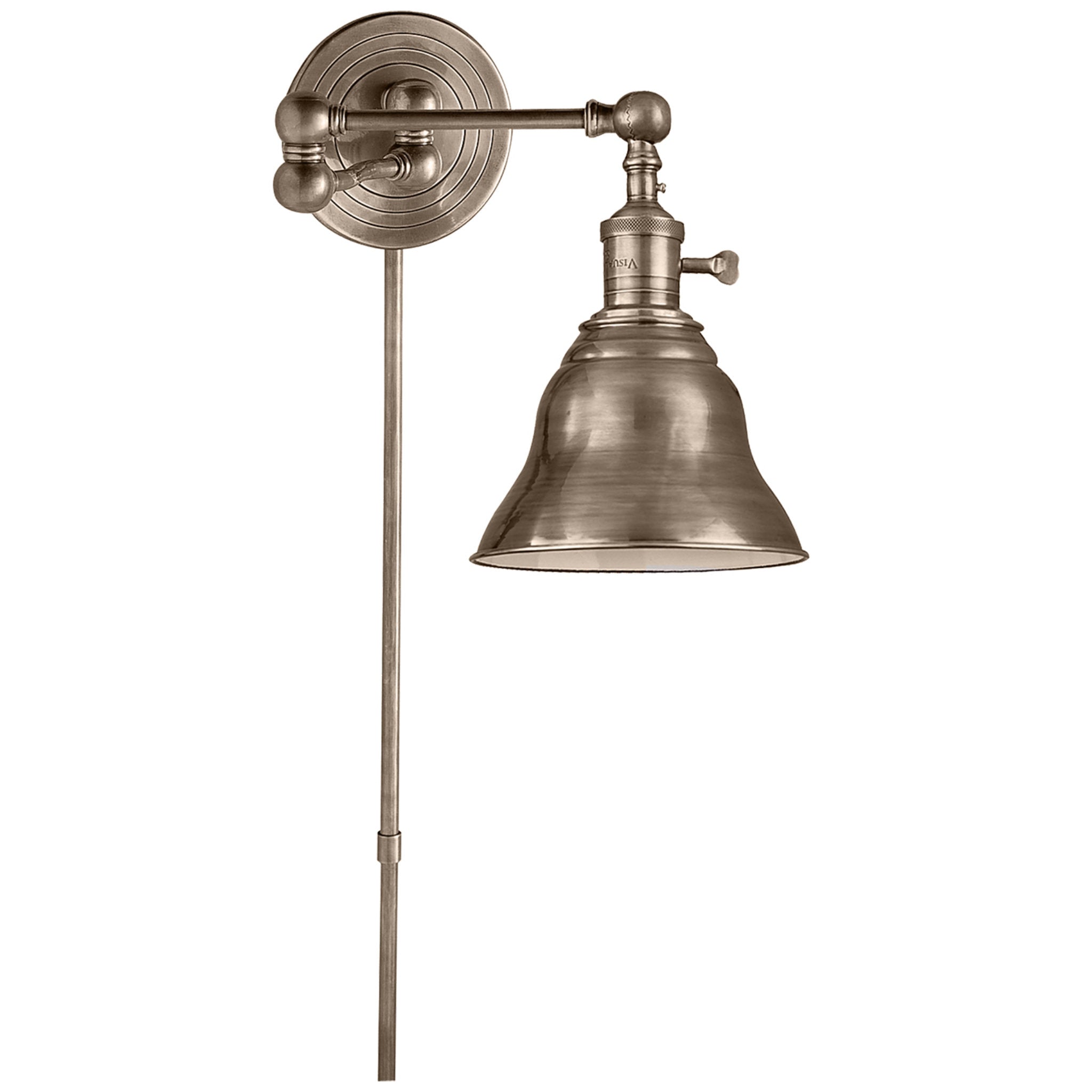 Chapman & Myers Boston Swing Arm in Antique Nickel with SLE Shade Wall Light W16" x H13"