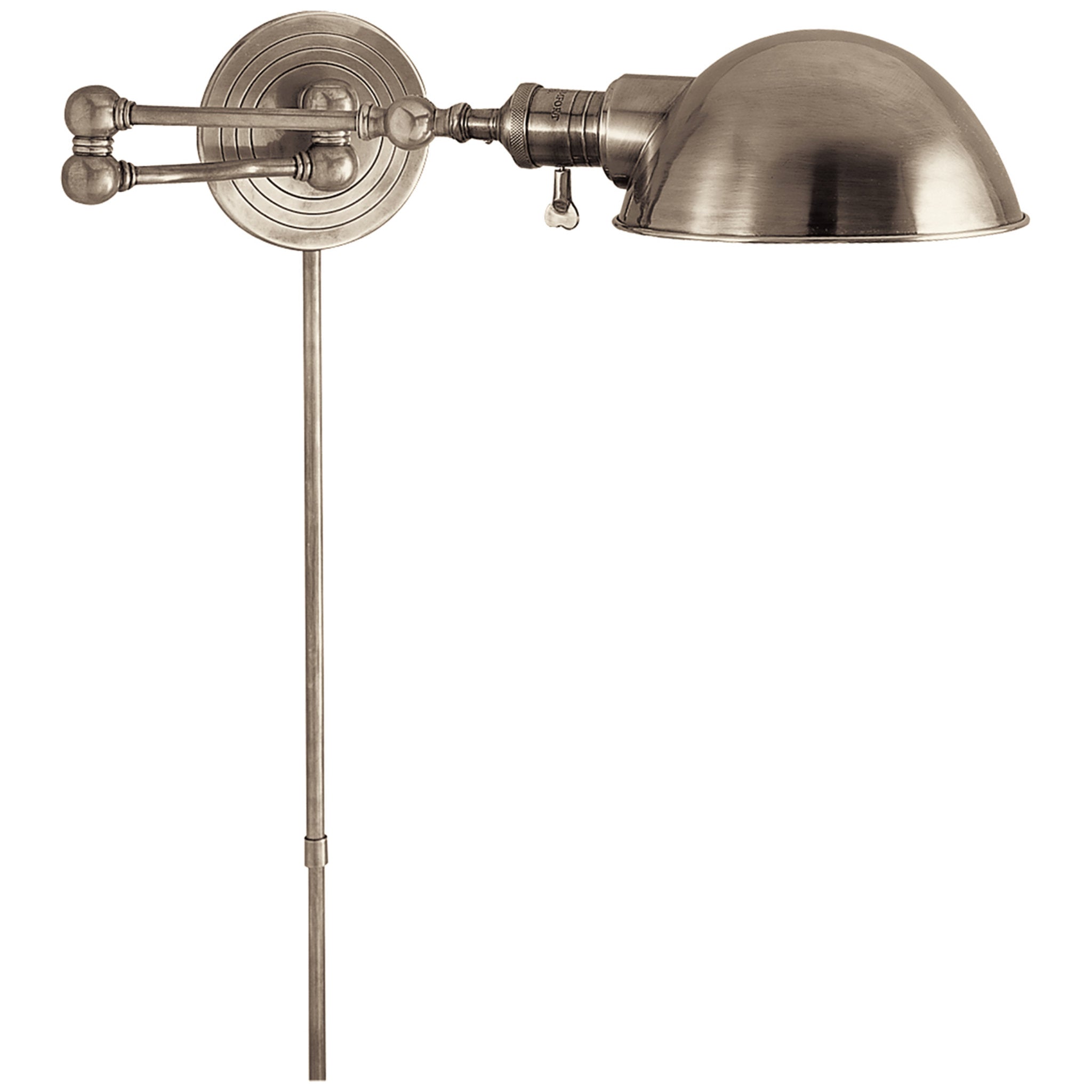 Chapman & Myers Boston Swing Arm in Antique Nickel with SLG Shade Wall Light W24" x H5"