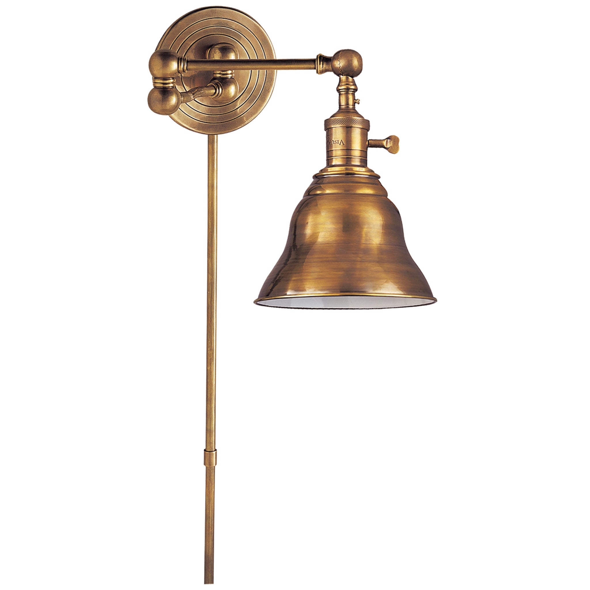 Chapman & Myers Boston Swing Arm in Hand-Rubbed Antique Brass with SLE Shade Wall Light W16" x H13"