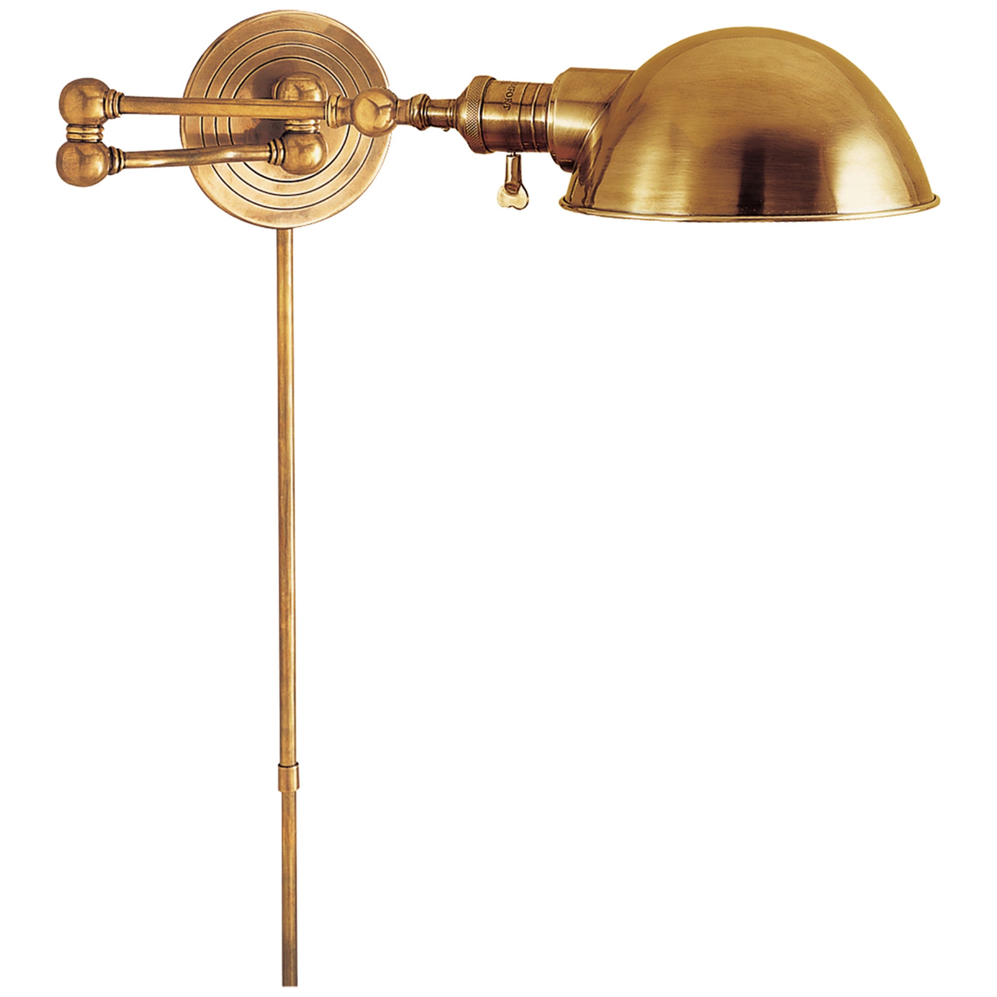 Chapman & Myers Boston Swing Arm in Hand-Rubbed Antique Brass with SLG Shade Wall Light W24" x H5"