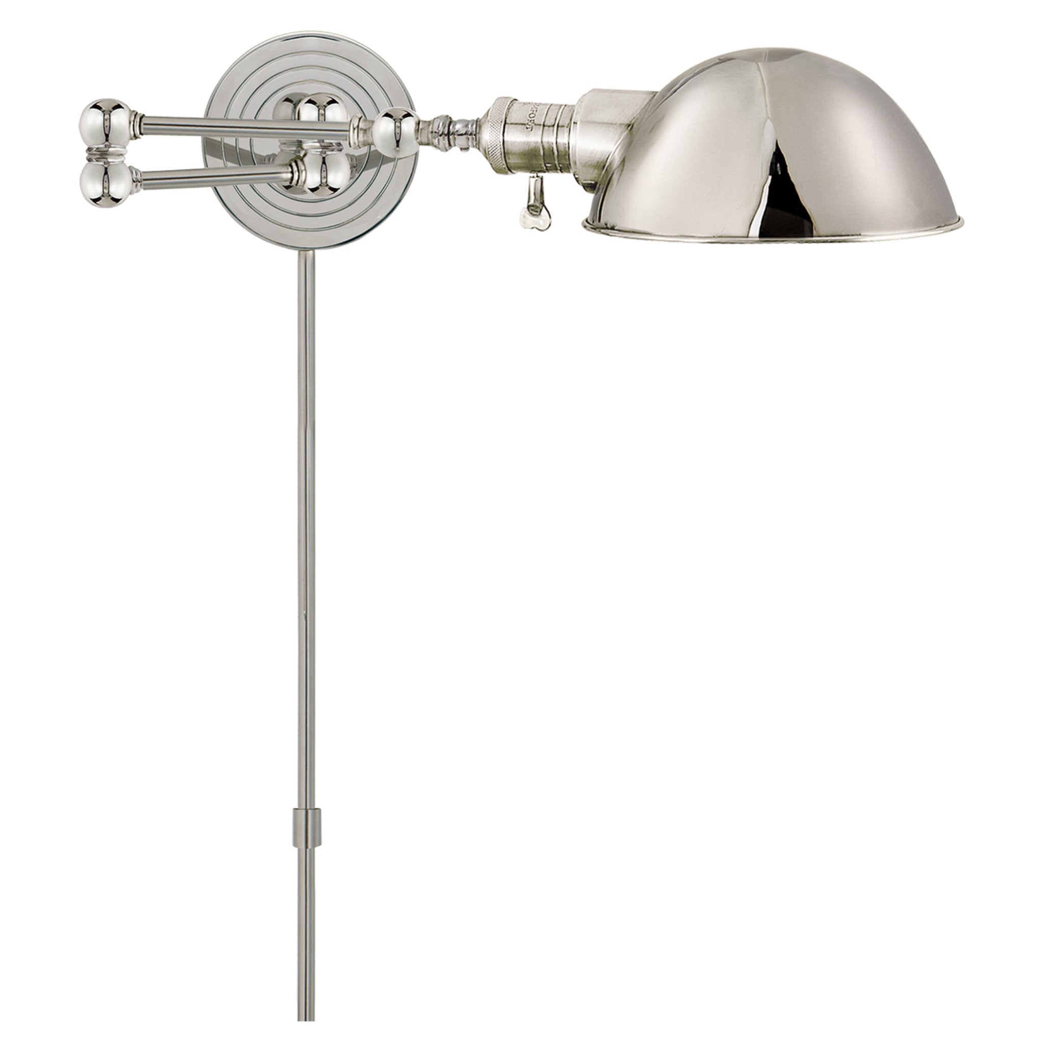 Chapman & Myers Boston Swing Arm in Polished Nickel with SLG Shade Wall Light W24" x H5"
