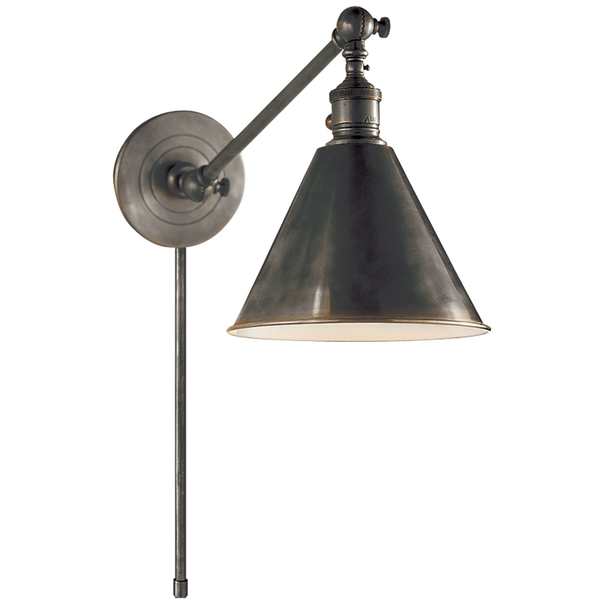 Chapman & Myers Boston Functional Single Arm Library Light in Bronze Wall Light W7.25" x H11"