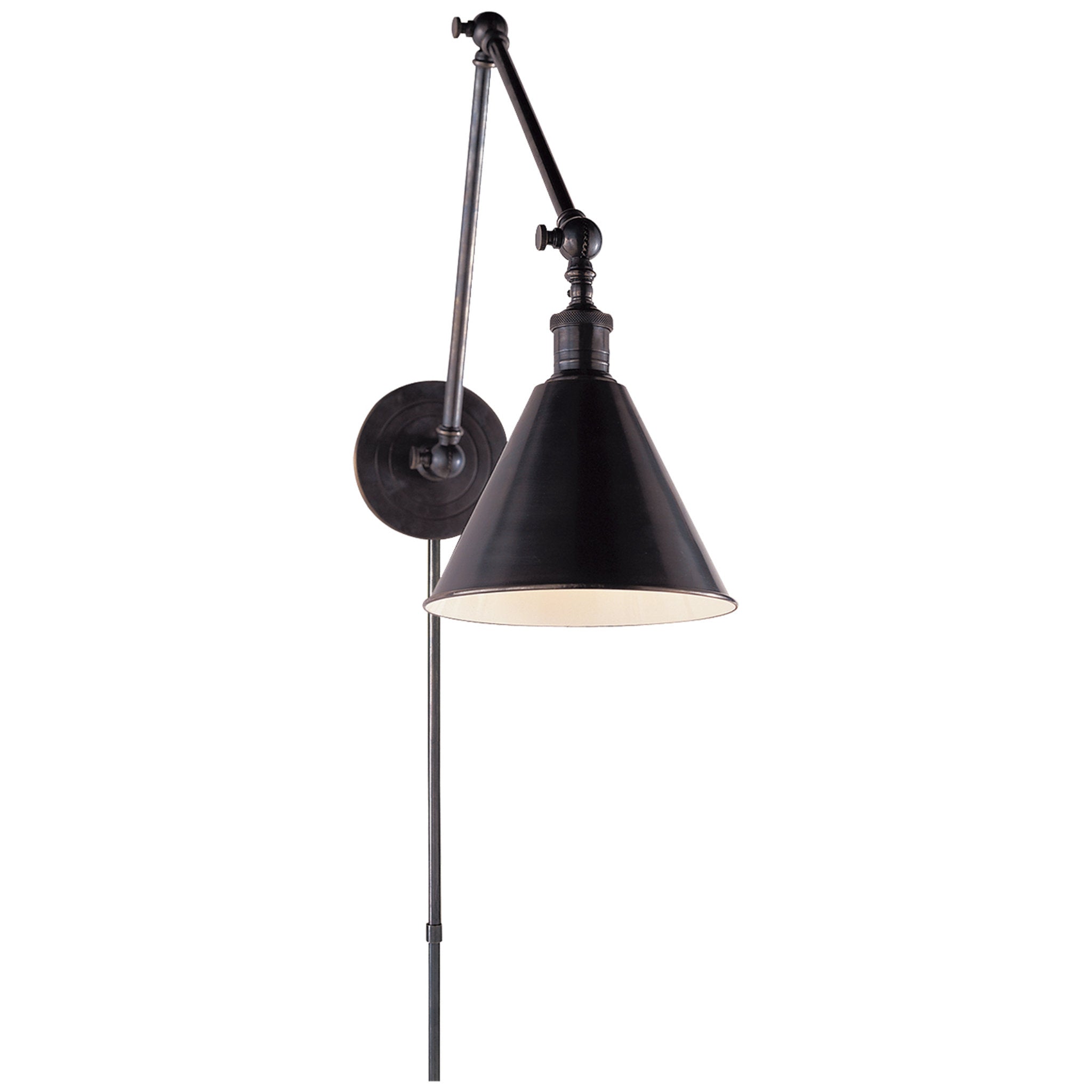 Chapman & Myers Boston Functional Double Arm Library Light in Bronze Wall Light W7.25" x H16"