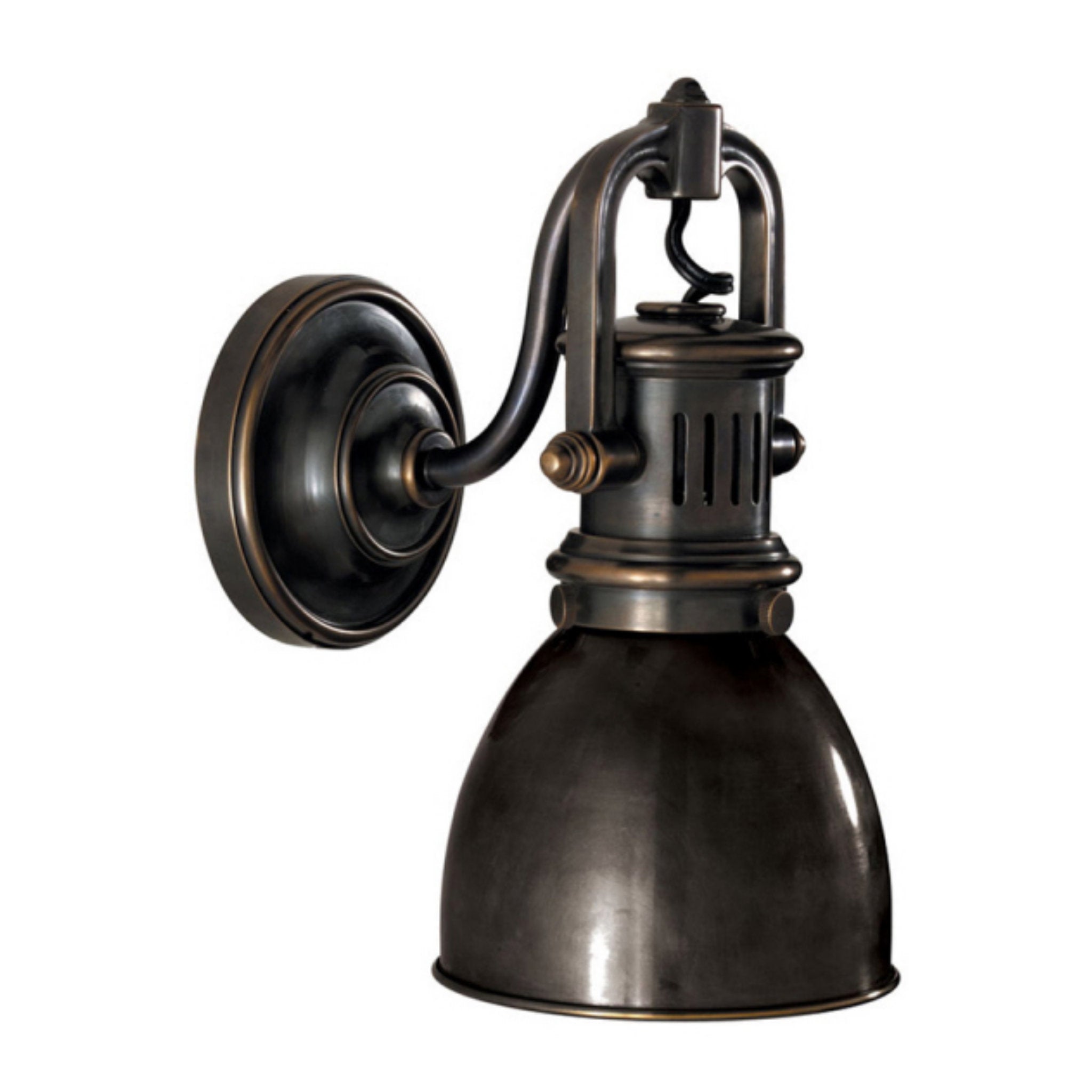 Chapman & Myers Yoke Suspended Sconce in Bronze with Bronze Shade Wall Light W5" x H10.25"