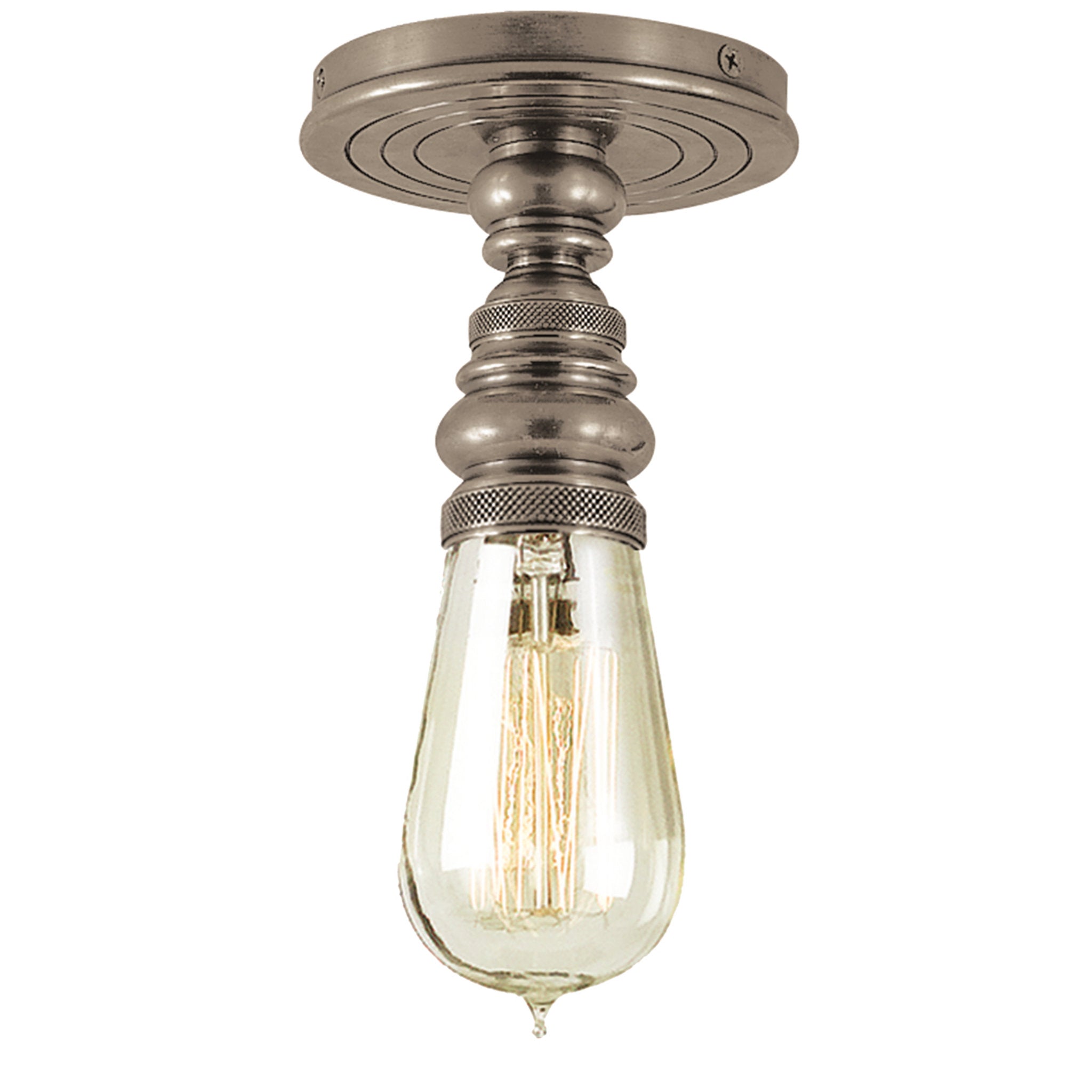 Chapman & Myers Boston Single Flush Mount in Antique Nickel Ceiling Light W5.5" x H8.5"