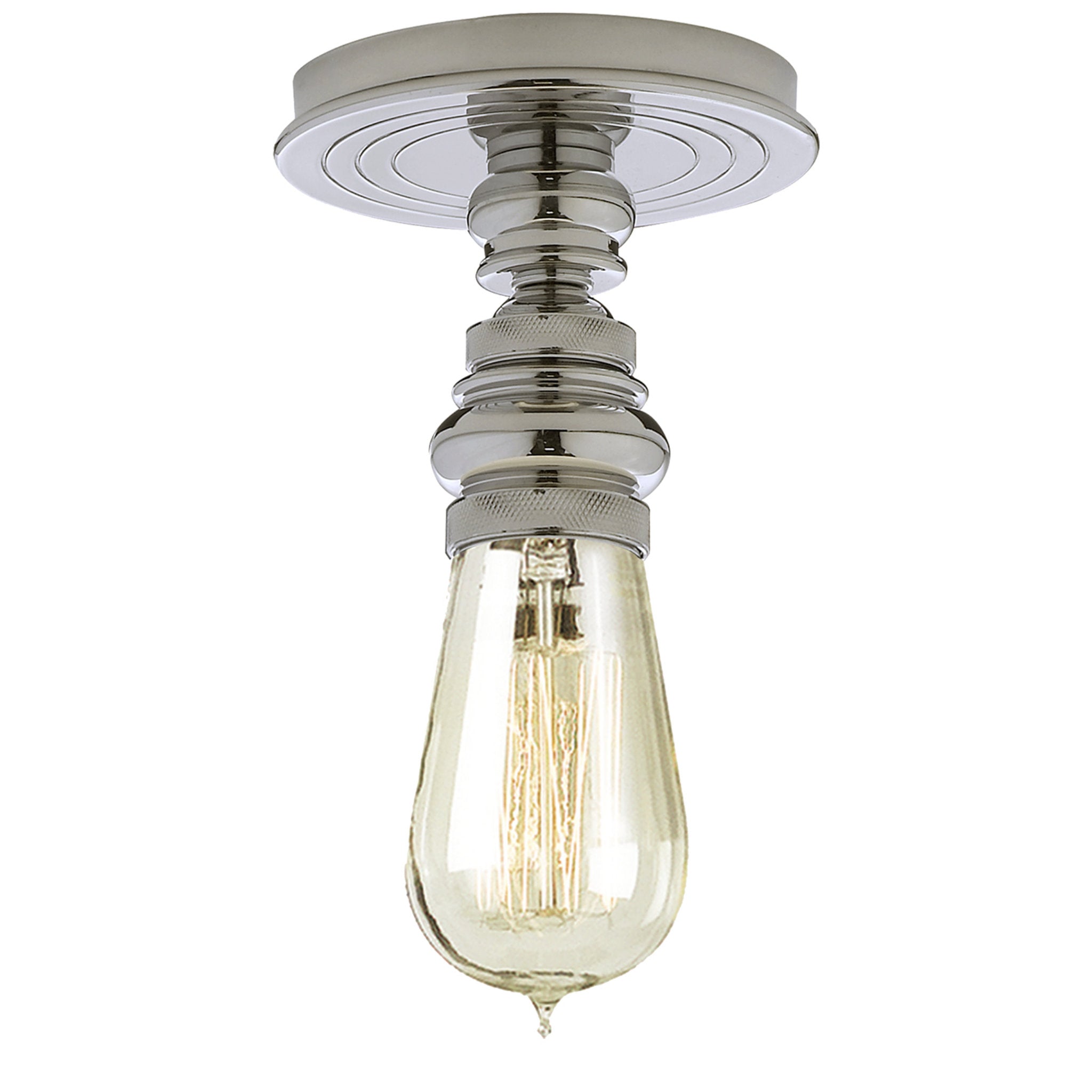 Chapman & Myers Boston Single Flush Mount in Polished Nickel Ceiling Light W5.5" x H8.5"