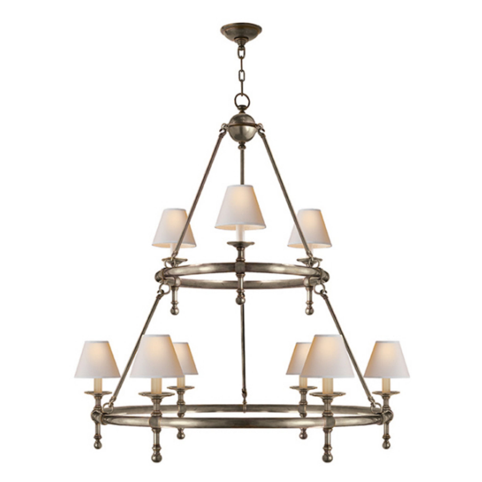 Chapman & Myers Classic Two-Tier Ring Chandelier in Antique Nickel wit