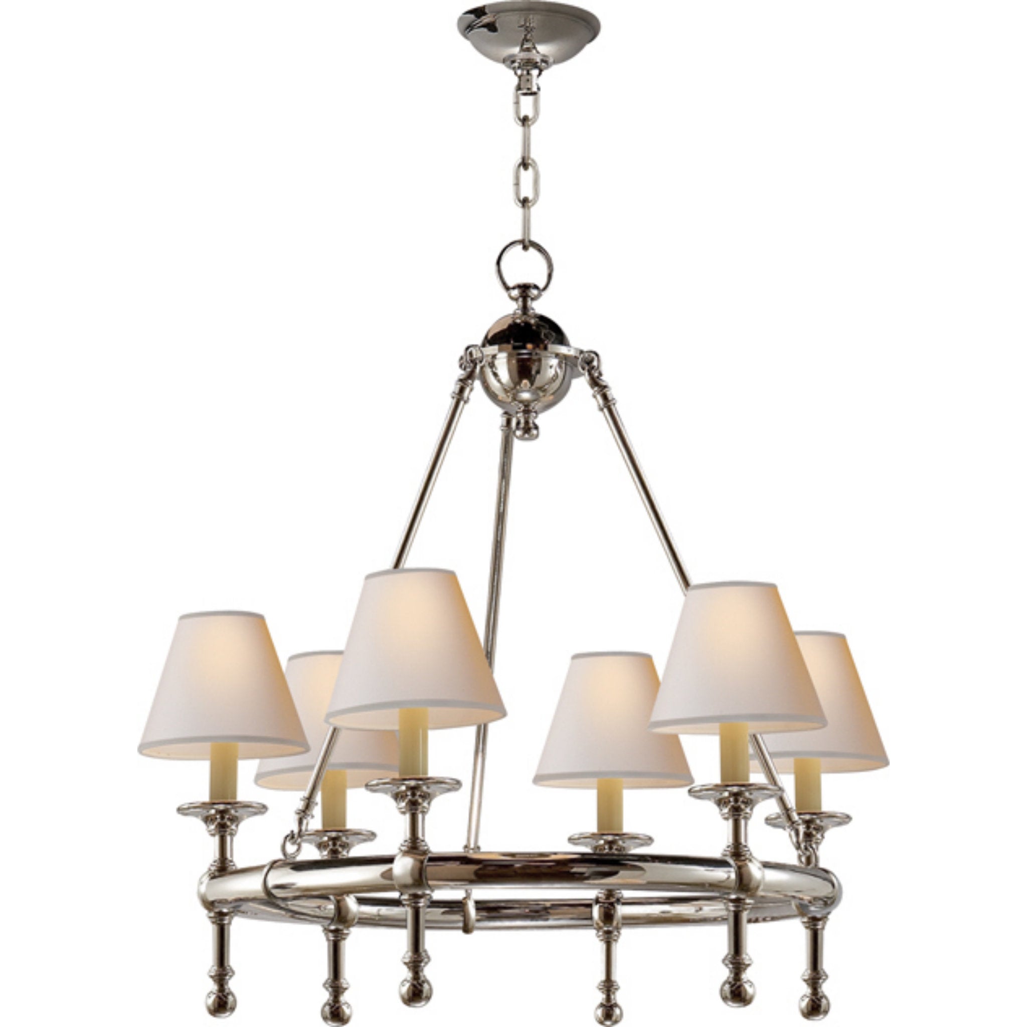 Chapman & Myers Classic Mini Ring Chandelier in Polished Nickel with N