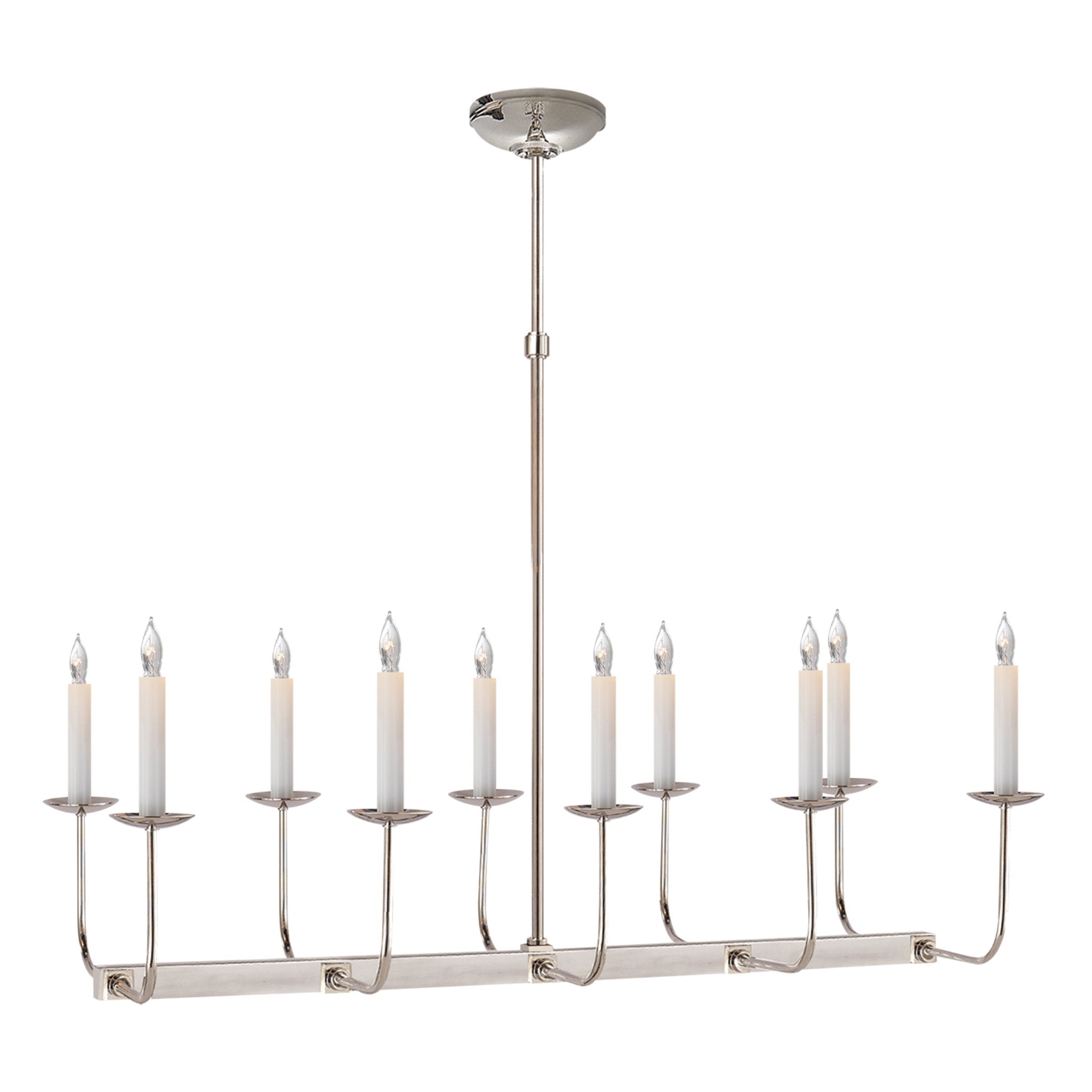 Chapman & Myers Linear Branched Chandelier in Polished Nickel Ceiling Light W35"