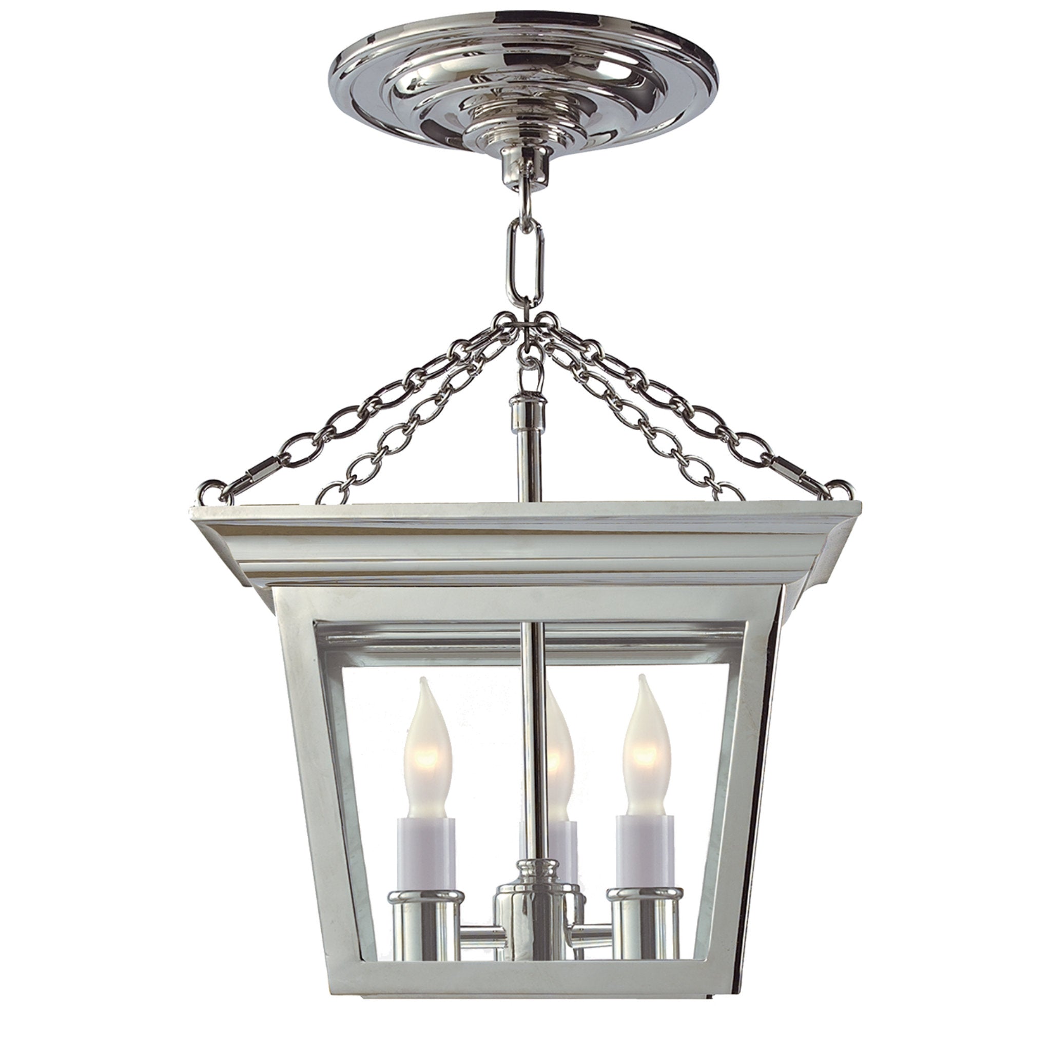 Chapman & Myers Cornice Semi-Flush Lantern in Polished Nickel Ceiling Light W9.5"
