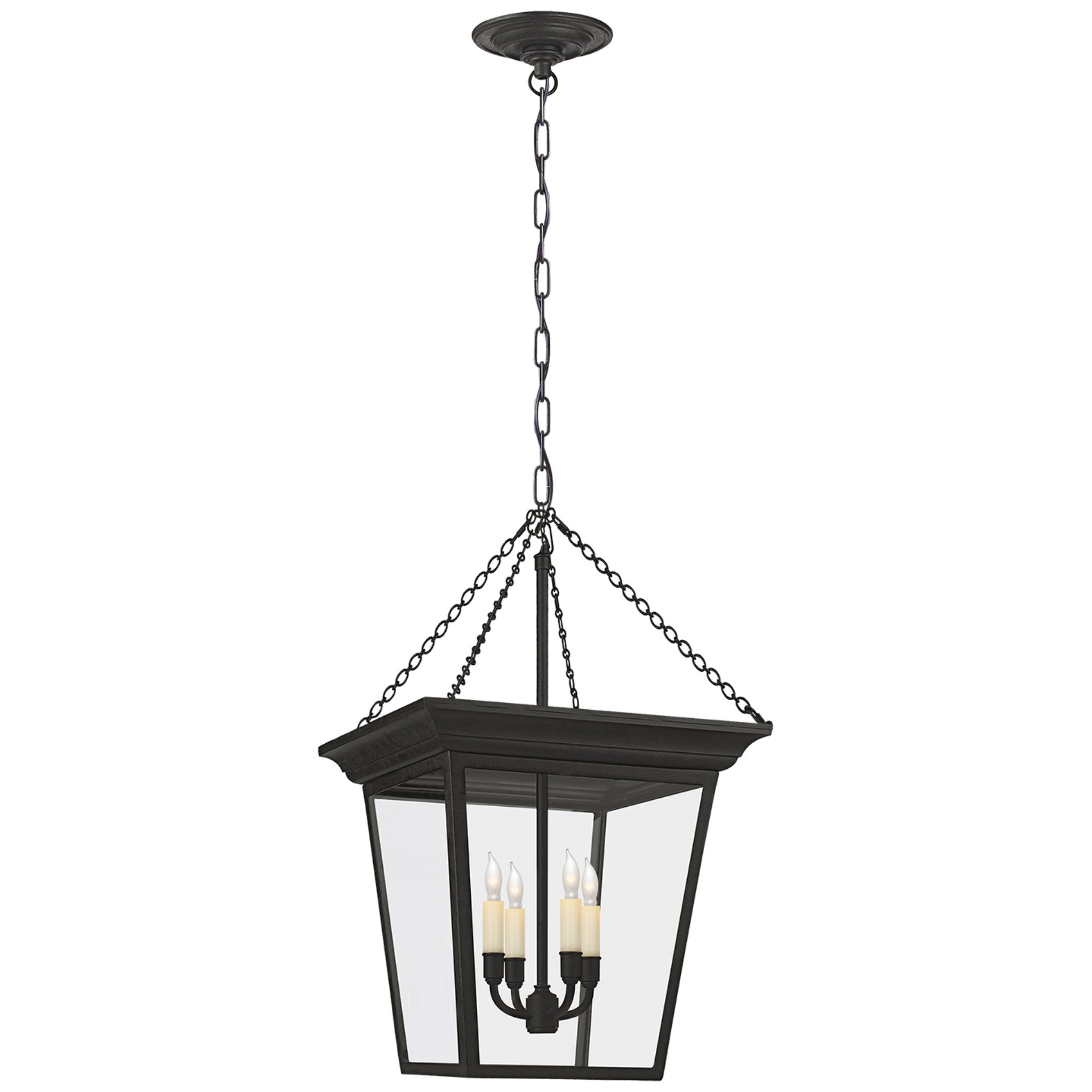 Chapman & Myers Cornice Small Lantern in Blackened Rust Ceiling Light W14.5" x H24"