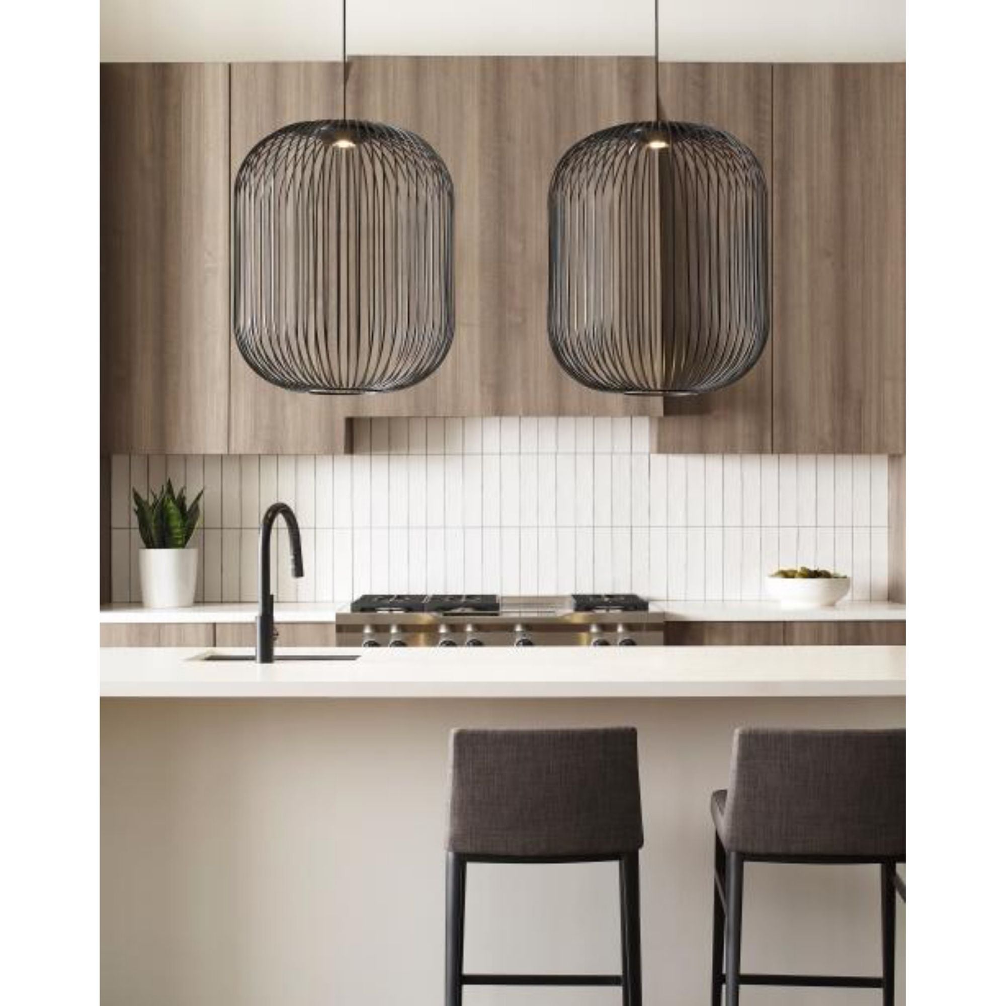 Kai 2 Pendant Bath Collection 1-Light LED 3000K Nightshade Black by Sean Lavin
