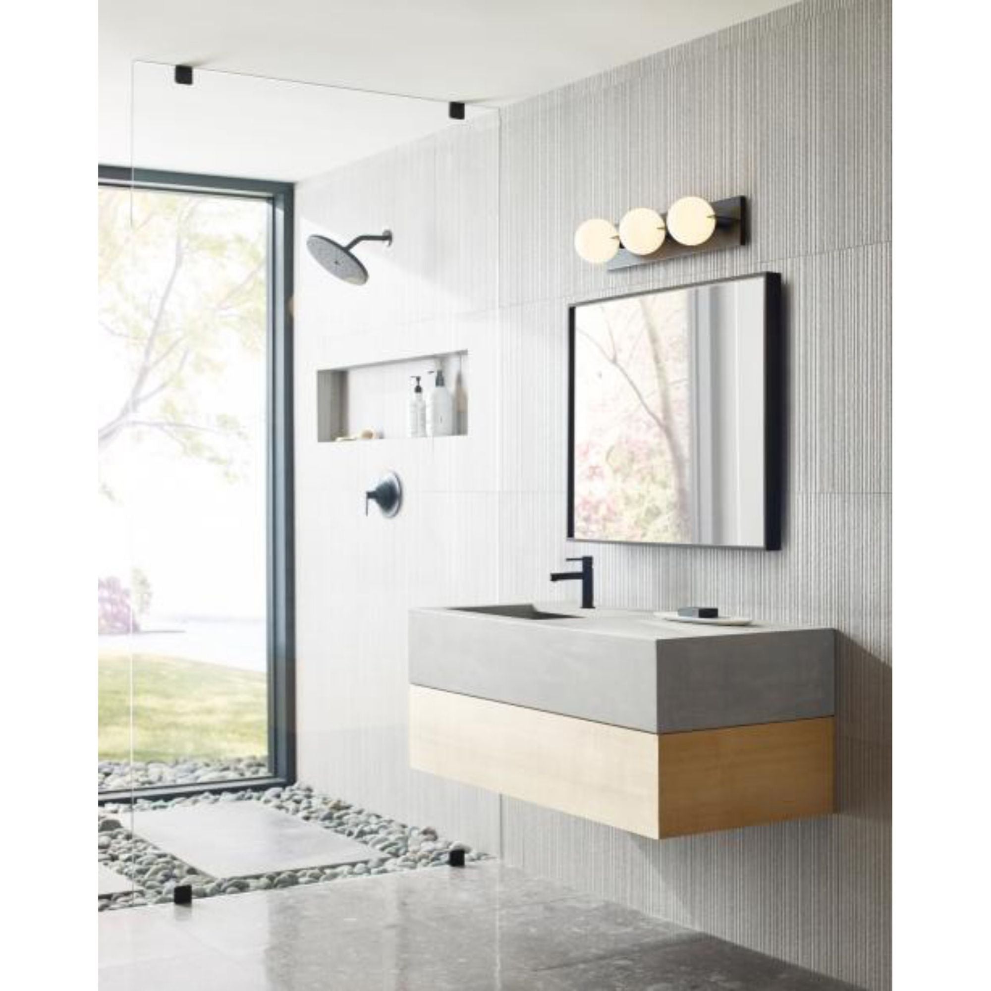 Orbel 3-Light Bath Bath Collection 3-Light Matte Black by Sean Lavin