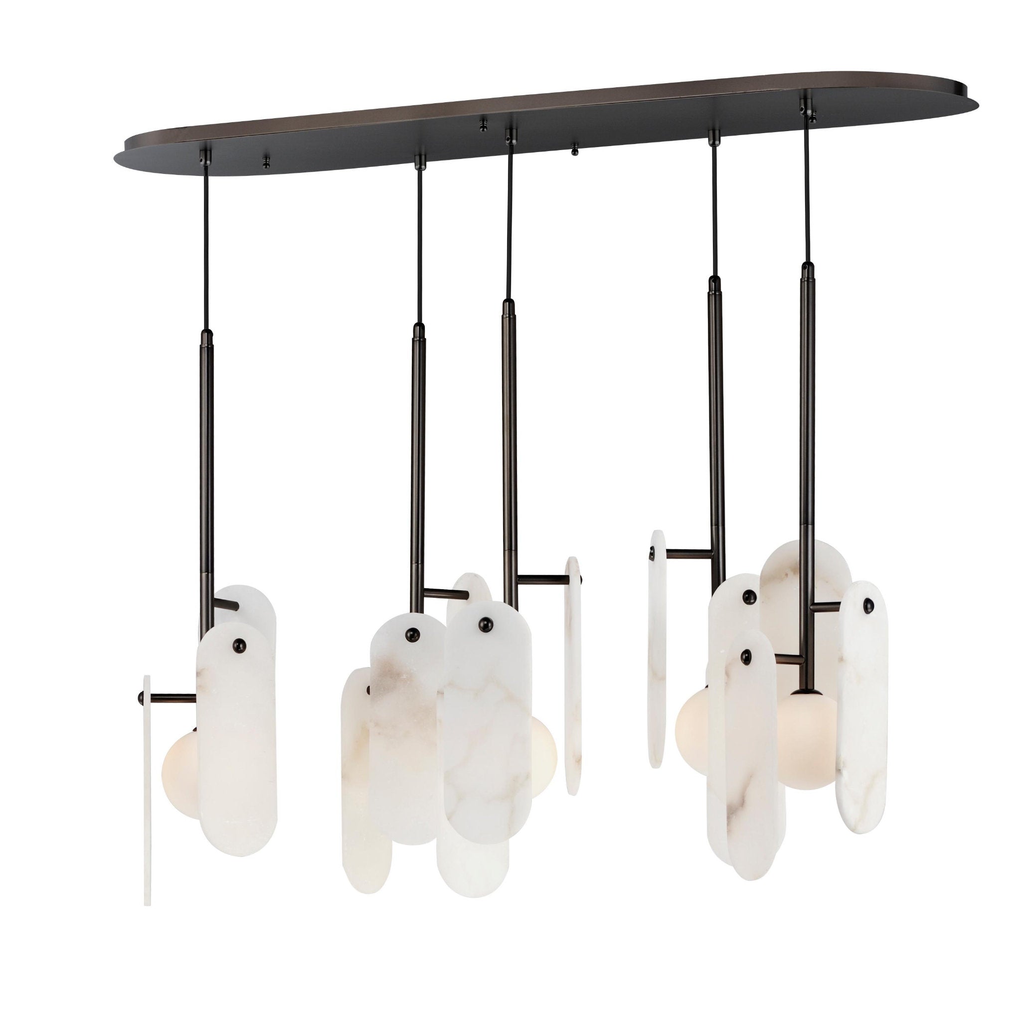 Studio M SM24815WAGM Megalith 5-Light Pendant Spanish Alabaster in Gunmetal by Nina Magon