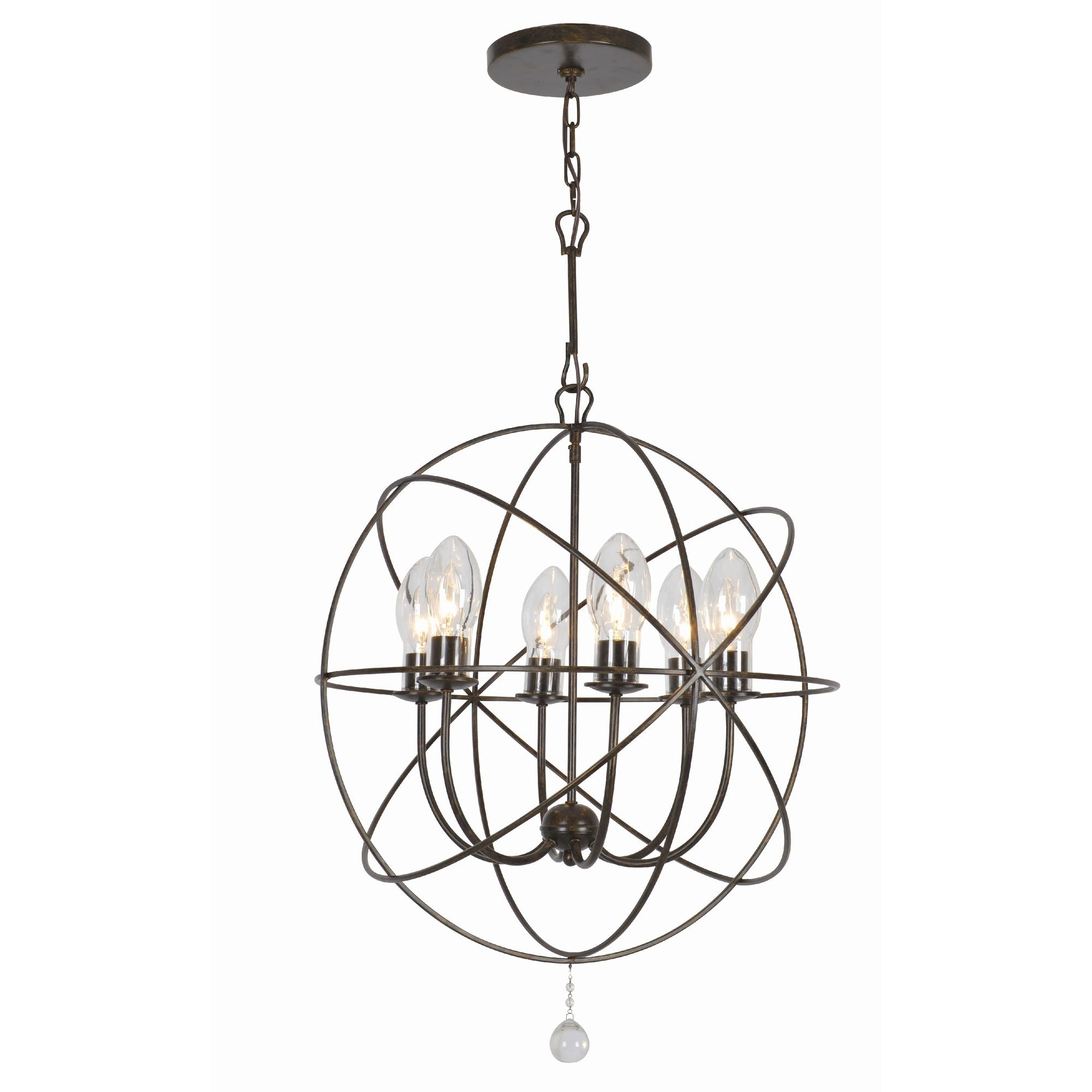 Solaris 6 Light English Bronze Sphere Outdoor Chandelier Clear Glass Drops 22.5"W x 27.5"H x 22.5"D