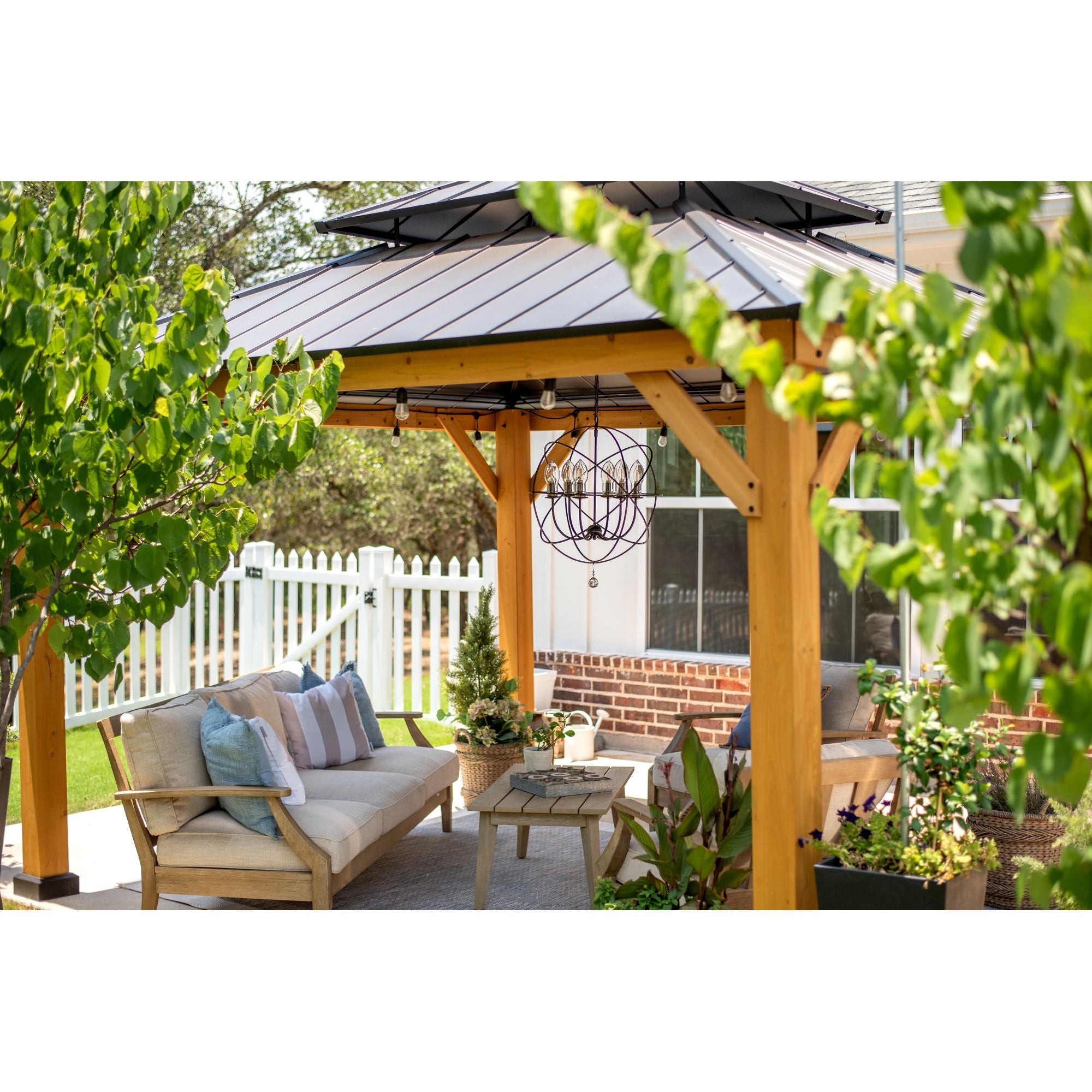 Solaris 6 Light English Bronze Sphere Outdoor Chandelier Clear Glass Drops 22.5"W x 27.5"H x 22.5"D