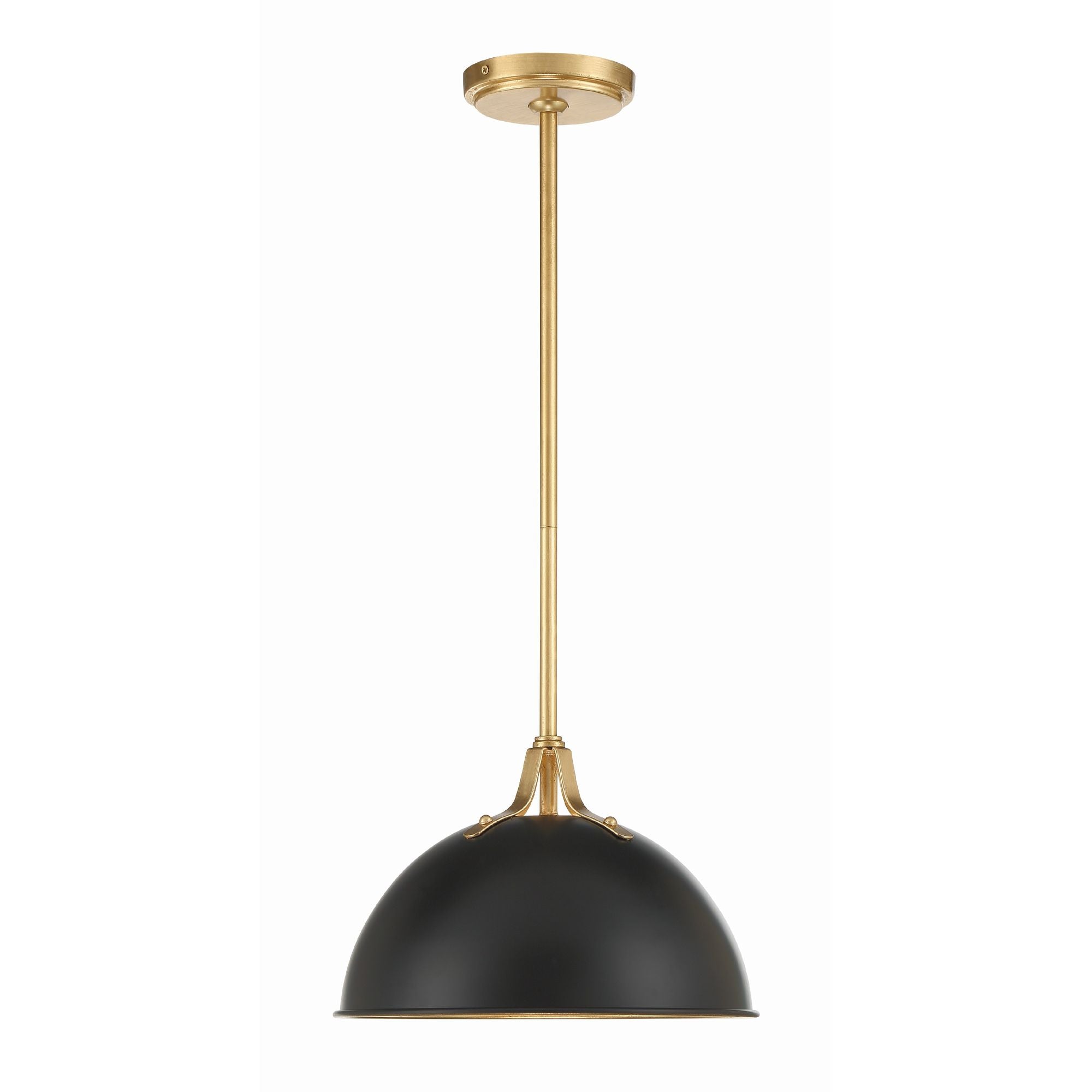 Soto 1 Light Matte Black + Antique Gold Mini Pendant 12"W x 8"H x 12"D