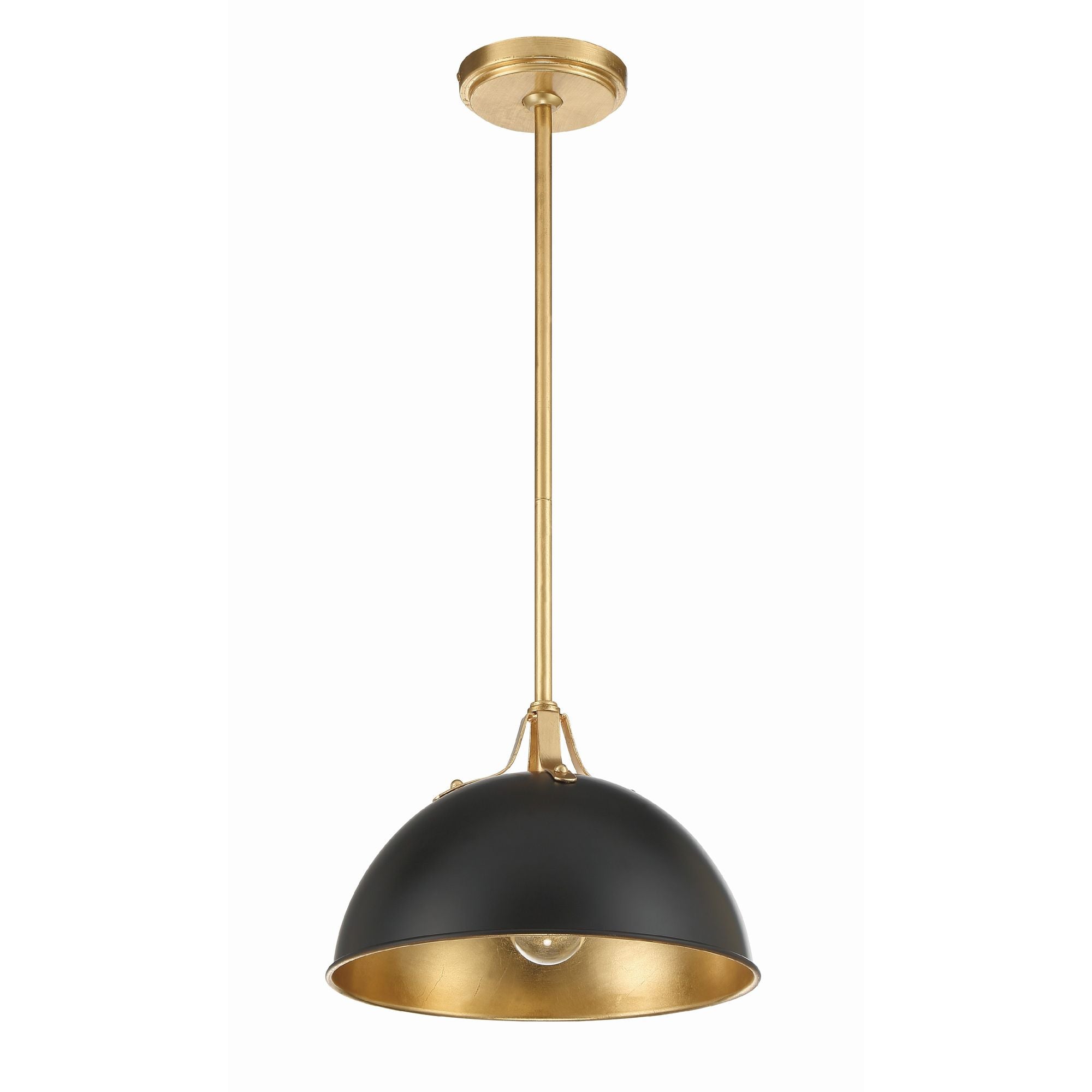 Soto 1 Light Matte Black + Antique Gold Mini Pendant 12"W x 8"H x 12"D