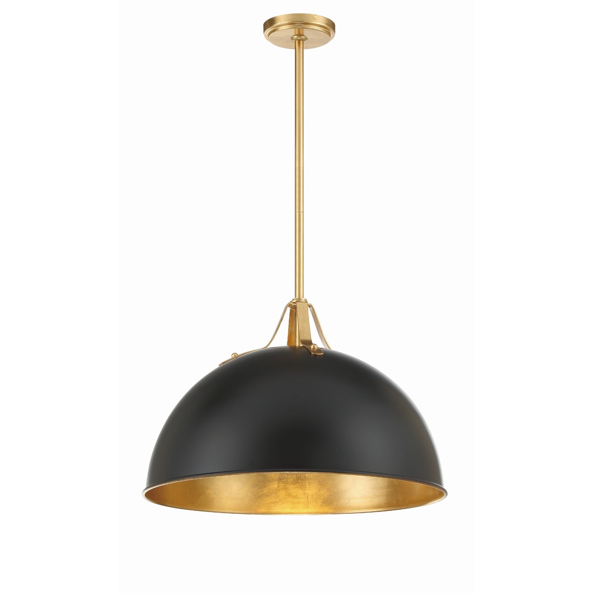 Soto 1 Light Matte Black + Antique Gold Pendant 20"W x 13.25"H x 20"D