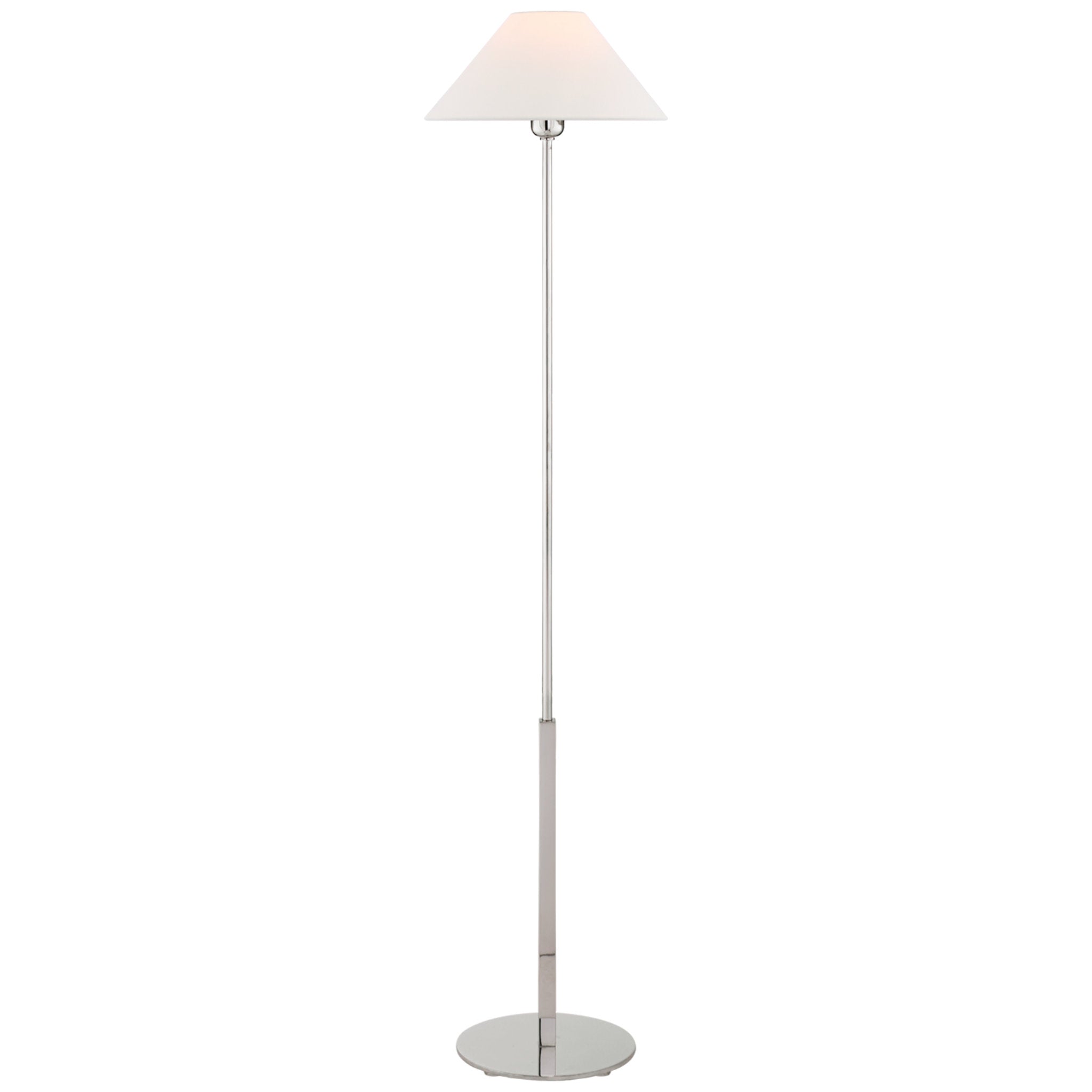 J. Randall Powers Hackney Floor Lamp in Polished Nickel with Linen Shade W14" x H52.25"