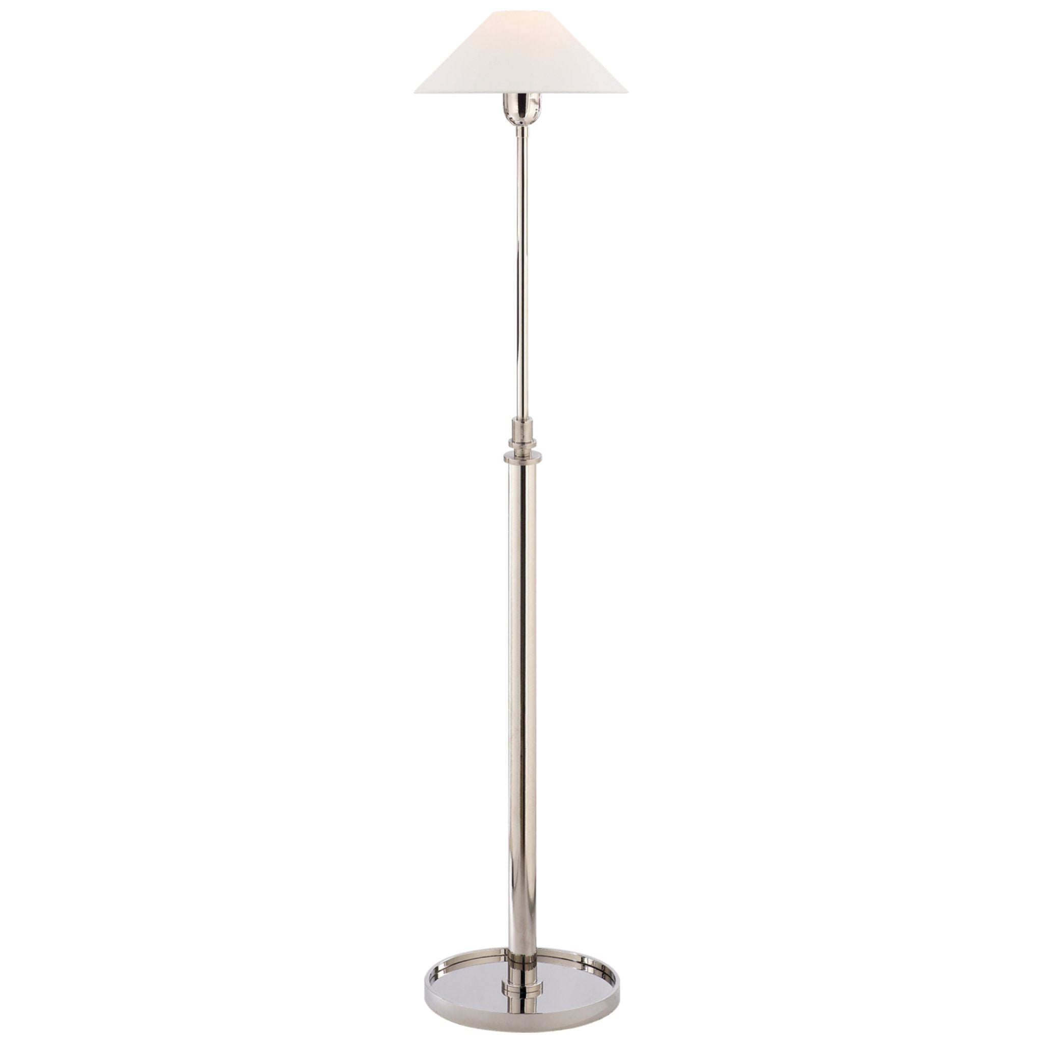 J. Randall Powers Hargett Floor Lamp in Polished Nickel with Linen Shade W13" x H39.5-53.25"