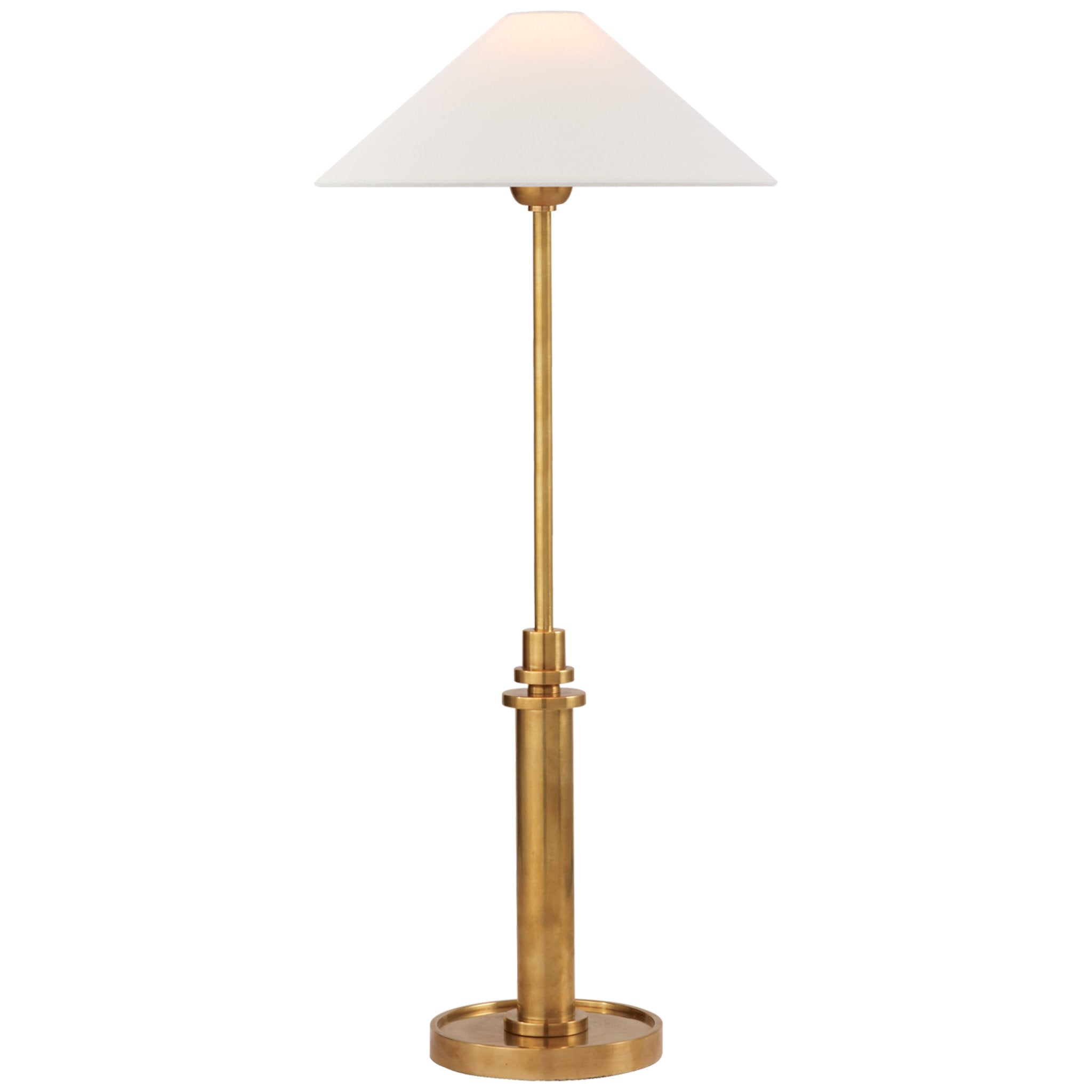 J. Randall Powers Hargett Buffet Lamp in Hand-Rubbed Antique Brass with Linen Shade Table Lamp W11.75" x H21.5" - 29"