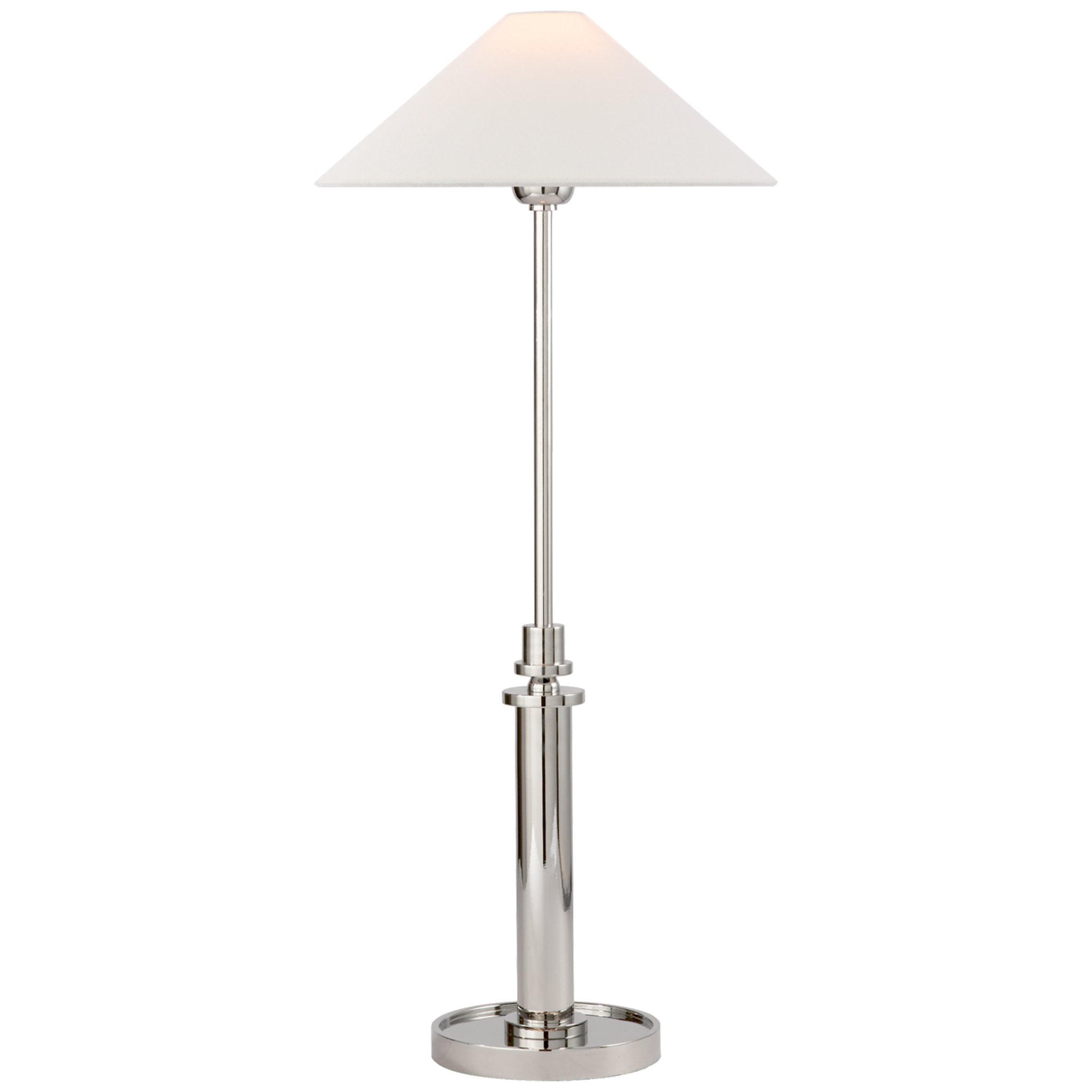 J. Randall Powers Hargett Buffet Lamp in Polished Nickel with Linen Shade Table Lamp W11.75" x H21.5" - 29"