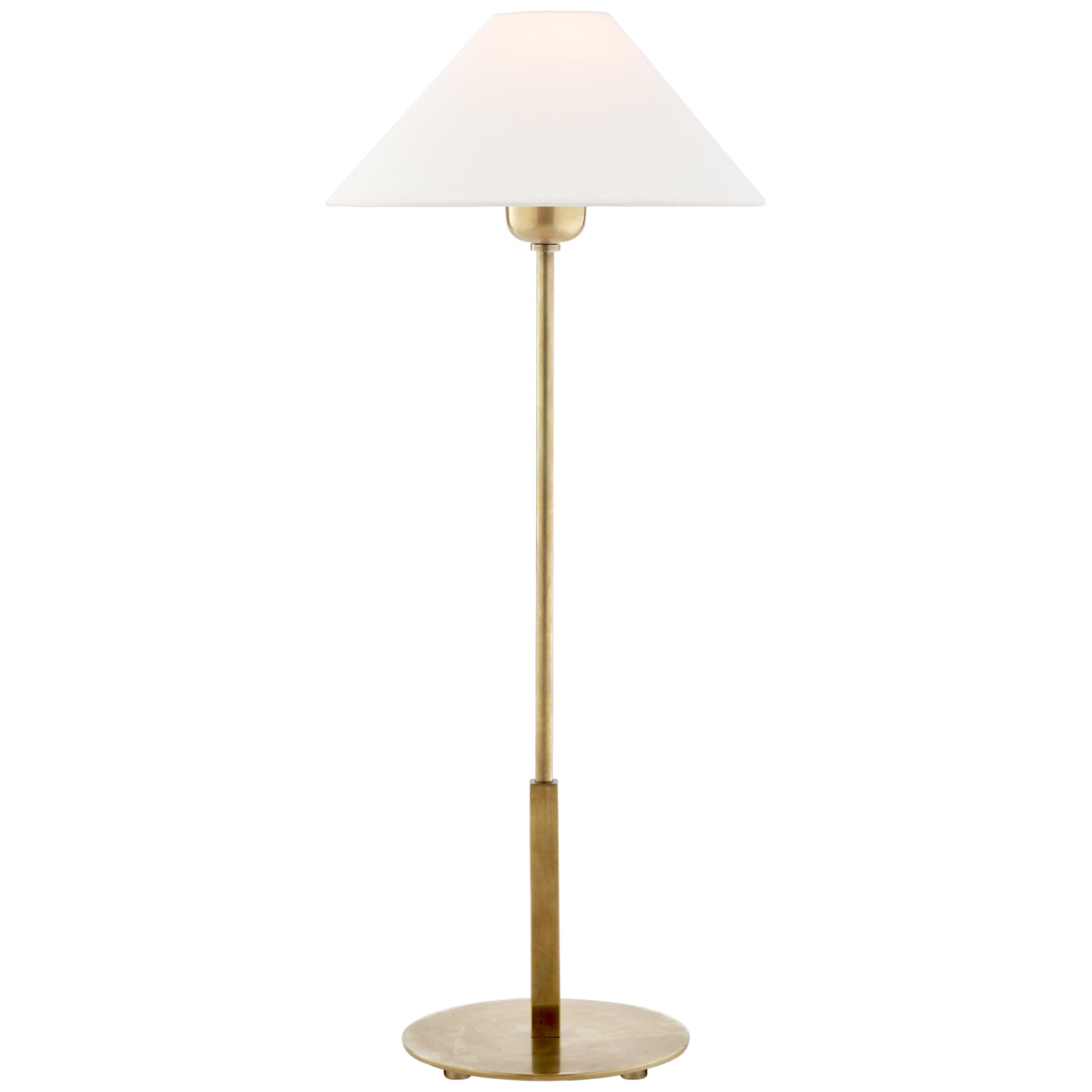 J. Randall Powers Hackney Table Lamp in Hand-Rubbed Antique Brass with Linen Shade W11.75" x H23"