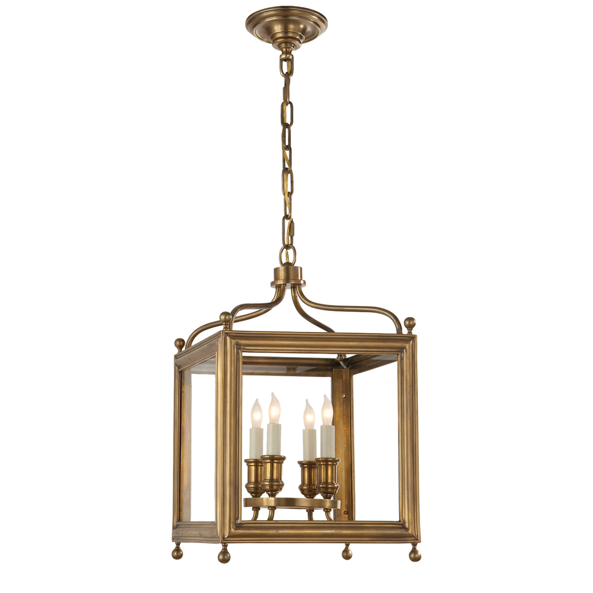 J. Randall Powers Greggory Small Lantern in Hand-Rubbed Antique Brass Ceiling Light W12" x H19"