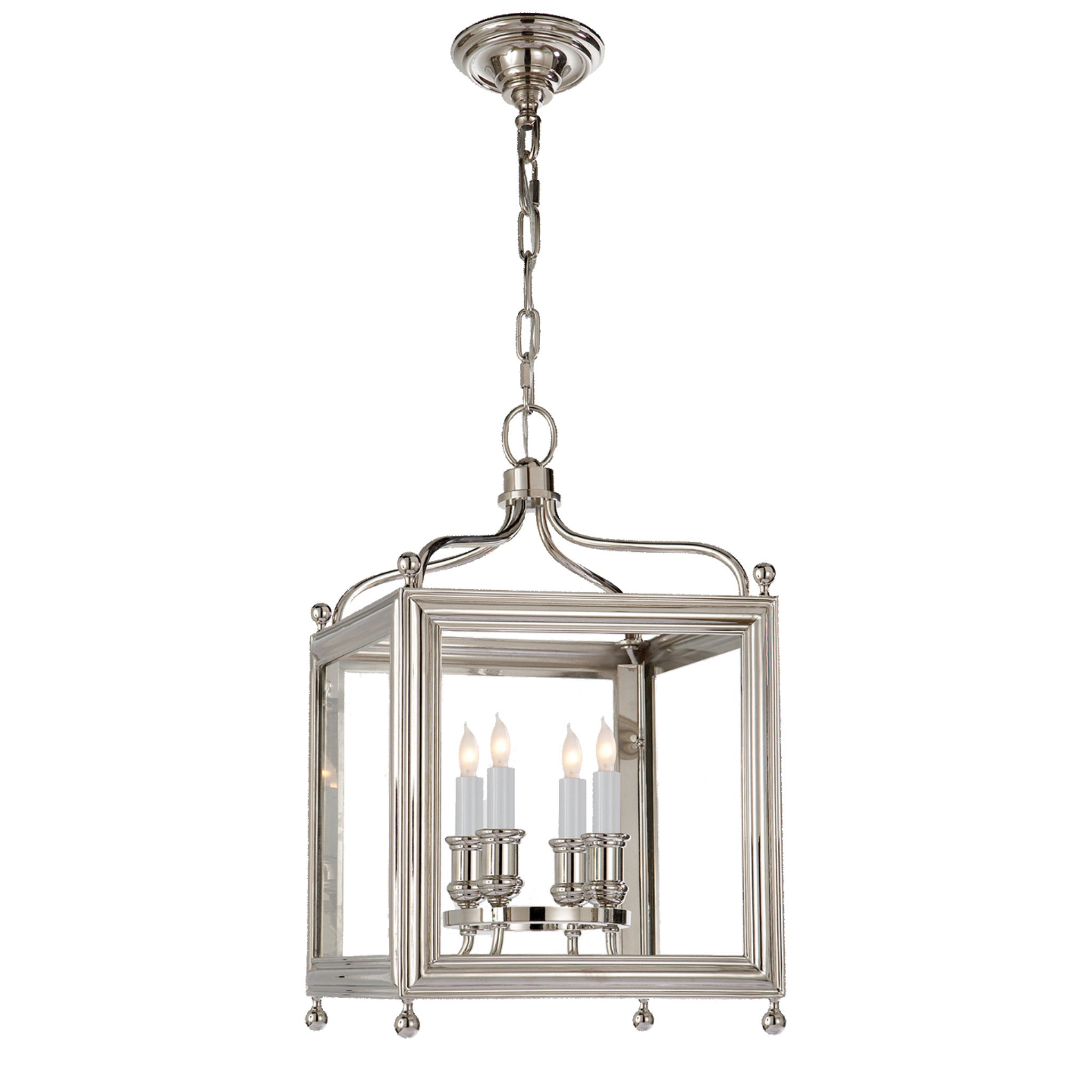 J. Randall Powers Greggory Small Lantern in Polished Nickel Ceiling Light W12" x H19"