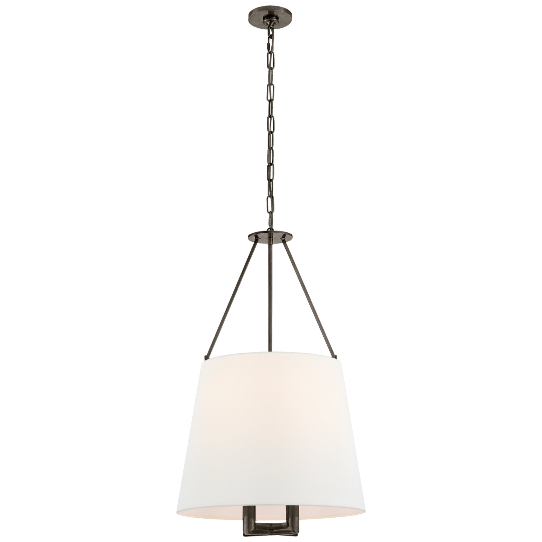 J. Randall Powers Dalston Hanging Shade in Bronze with Linen Shade Ceiling Light W21.25" x H34.25"