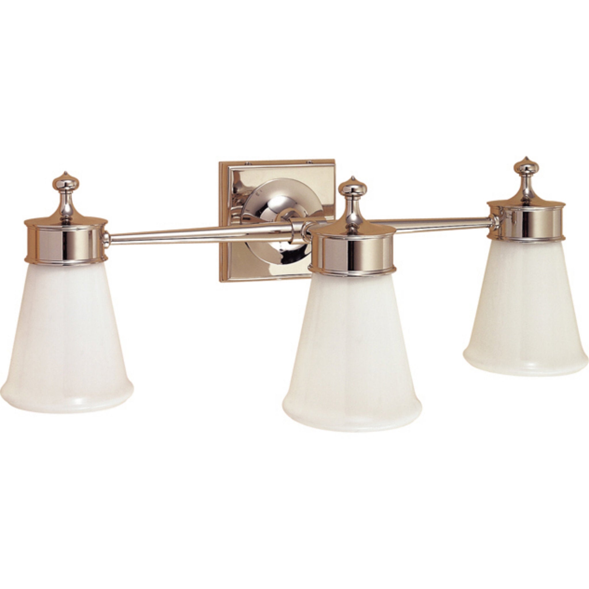 Visual Comfort Siena Triple Sconce in Polished Nickel with White Glass Wall Light W23" x H8.25"