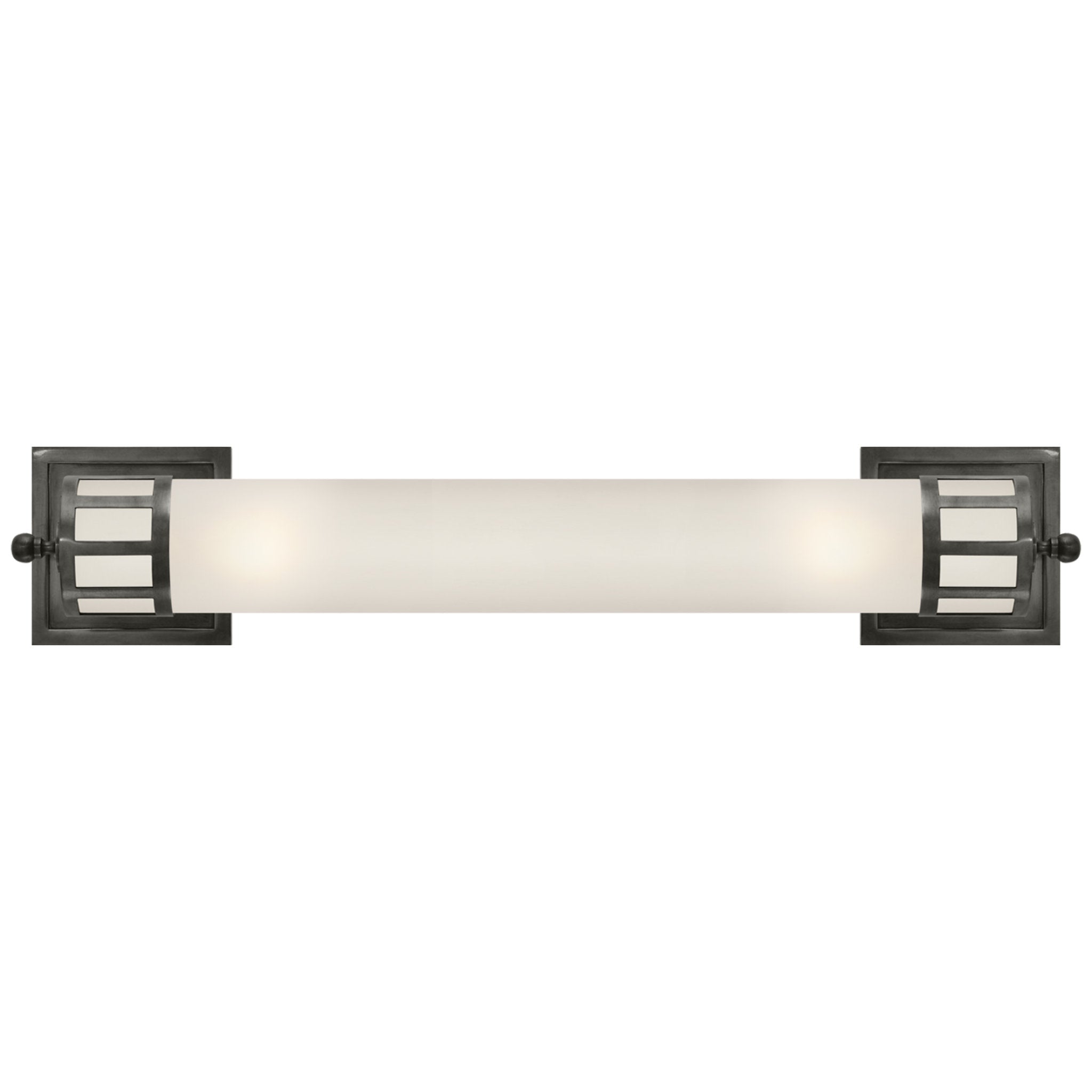Visual Comfort Openwork Long Sconce in Bronze with Frosted Glass