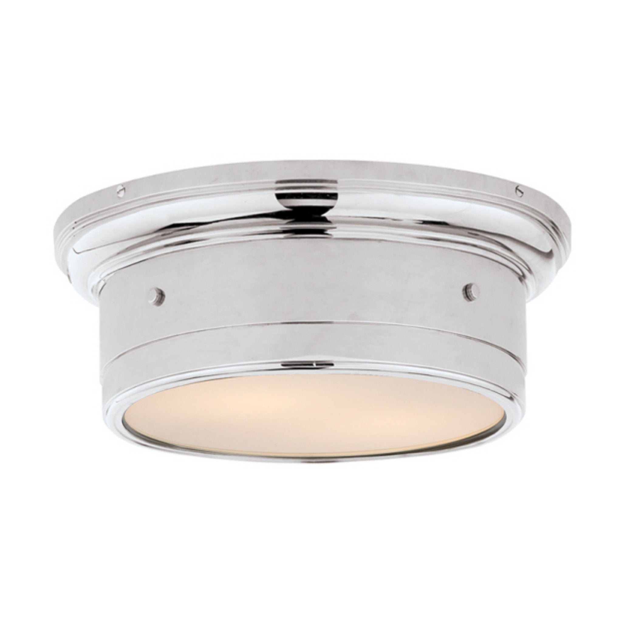 Visual Comfort Siena Small Flush Mount in Chrome with White Glass Ceiling Light W11.75" x H4.25"