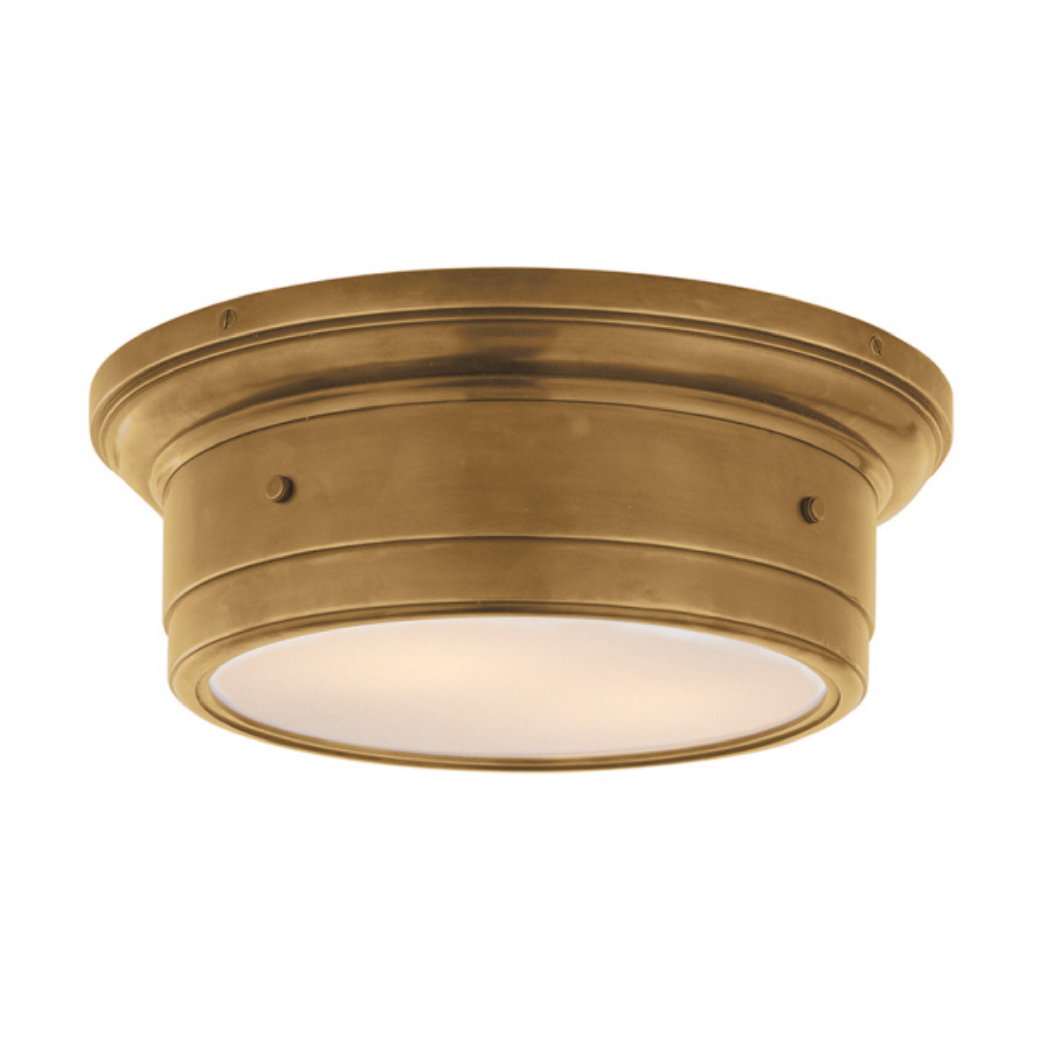 Visual Comfort Siena Small Flush Mount in Hand-Rubbed Antique Brass wi