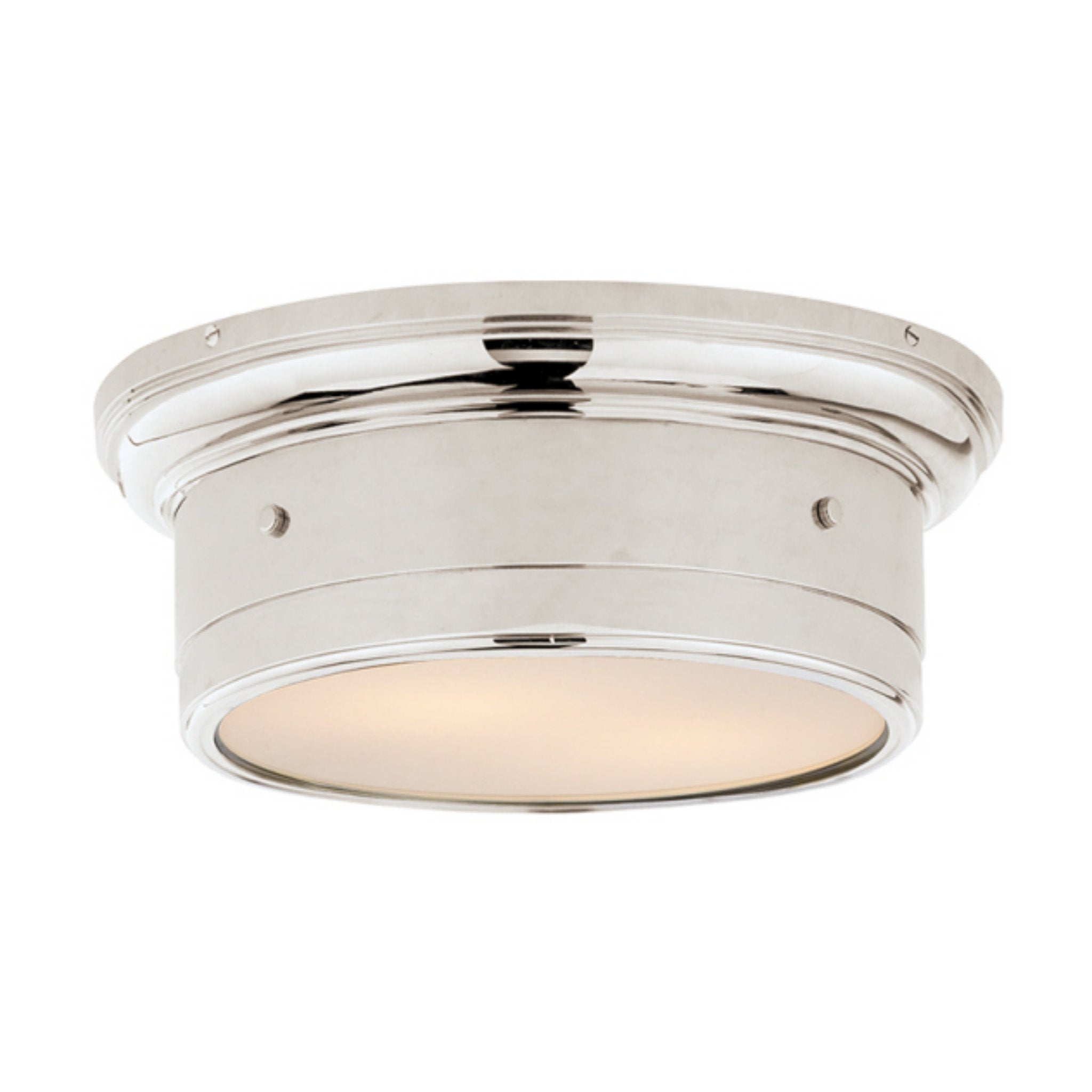 Visual Comfort Siena Small Flush Mount in Polished Nickel with White Glass Ceiling Light W11.75" x H4.25"