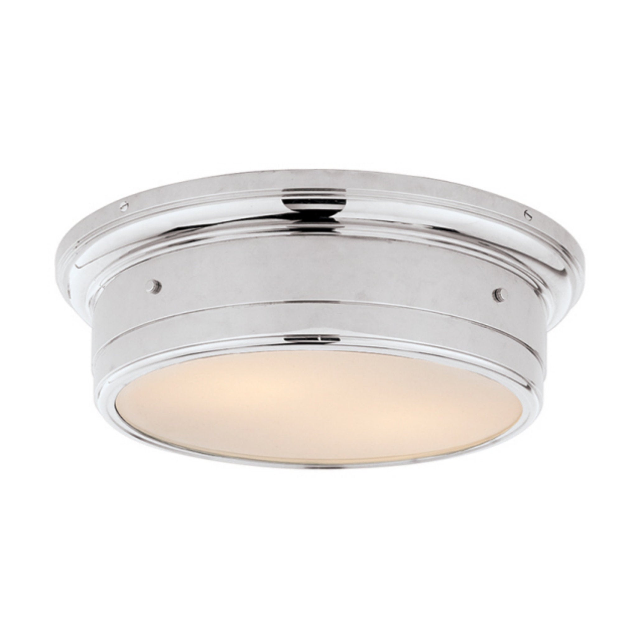 Visual Comfort Siena Large Flush Mount in Chrome with White Glass Ceiling Light W14" x H4.5"