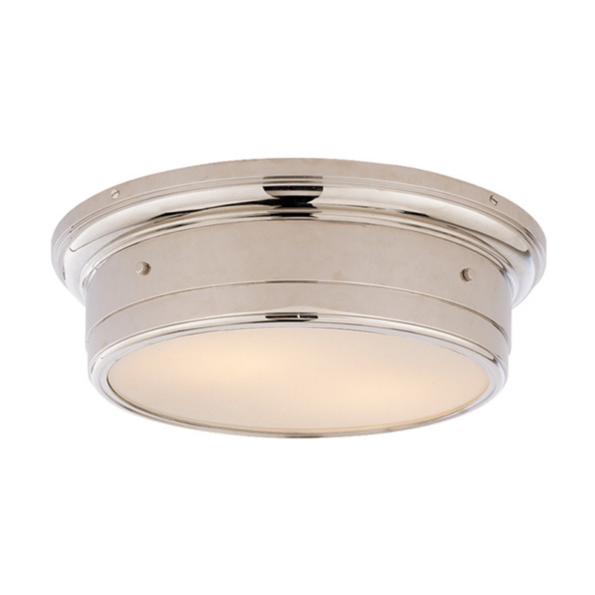 Visual Comfort Siena Large Flush Mount in Polished Nickel with White Glass Ceiling Light W14" x H4.5"