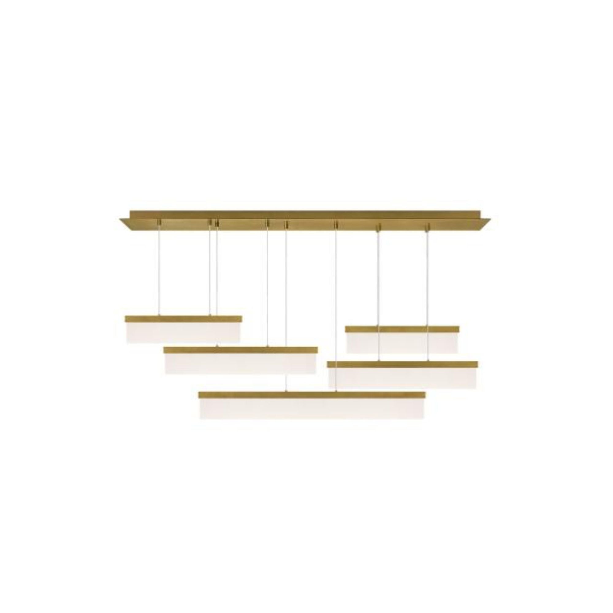 Sweep Linear Chandelier Linear Suspension 5-Light LED 3000K Aged Brass by Sean Lavin