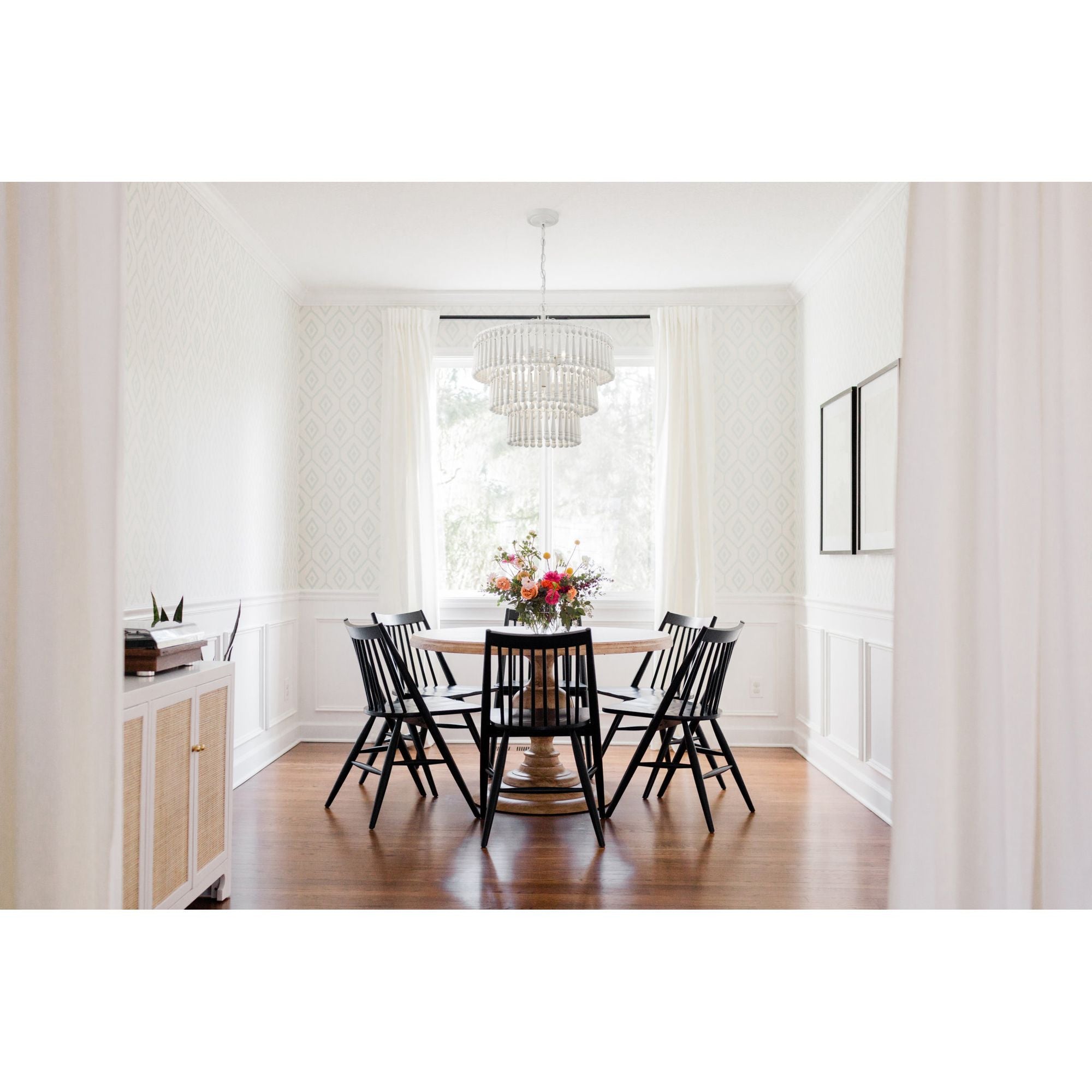 Tiana 3 Light Matte White Chandelier Wood Drops 20.5"W x 21"H x 20.5"D