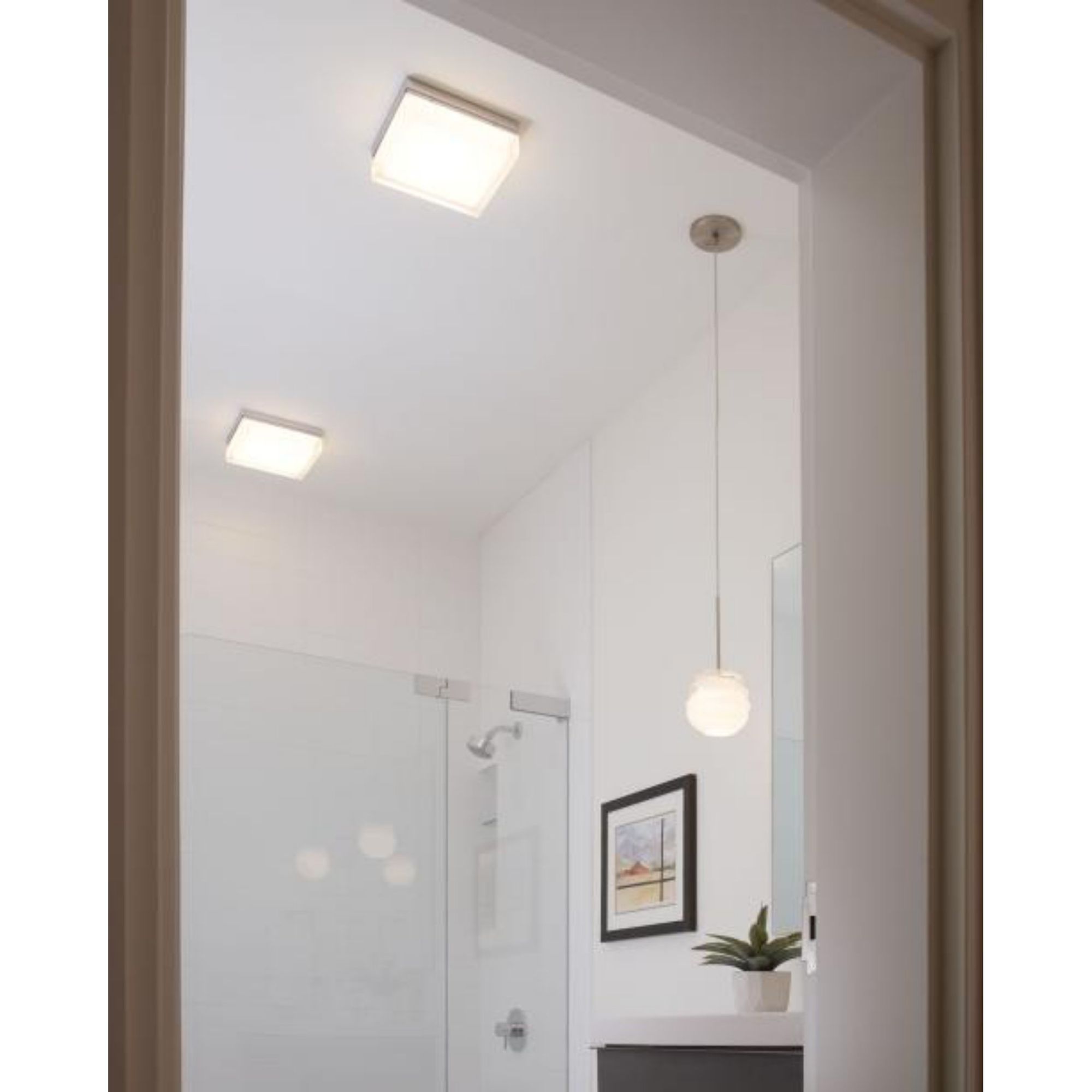 Boxie Large Flush Mount Flush & Semi-Flush Mount, Wall Collection 1-Light LED 2700K Satin Nickel by Sean Lavin