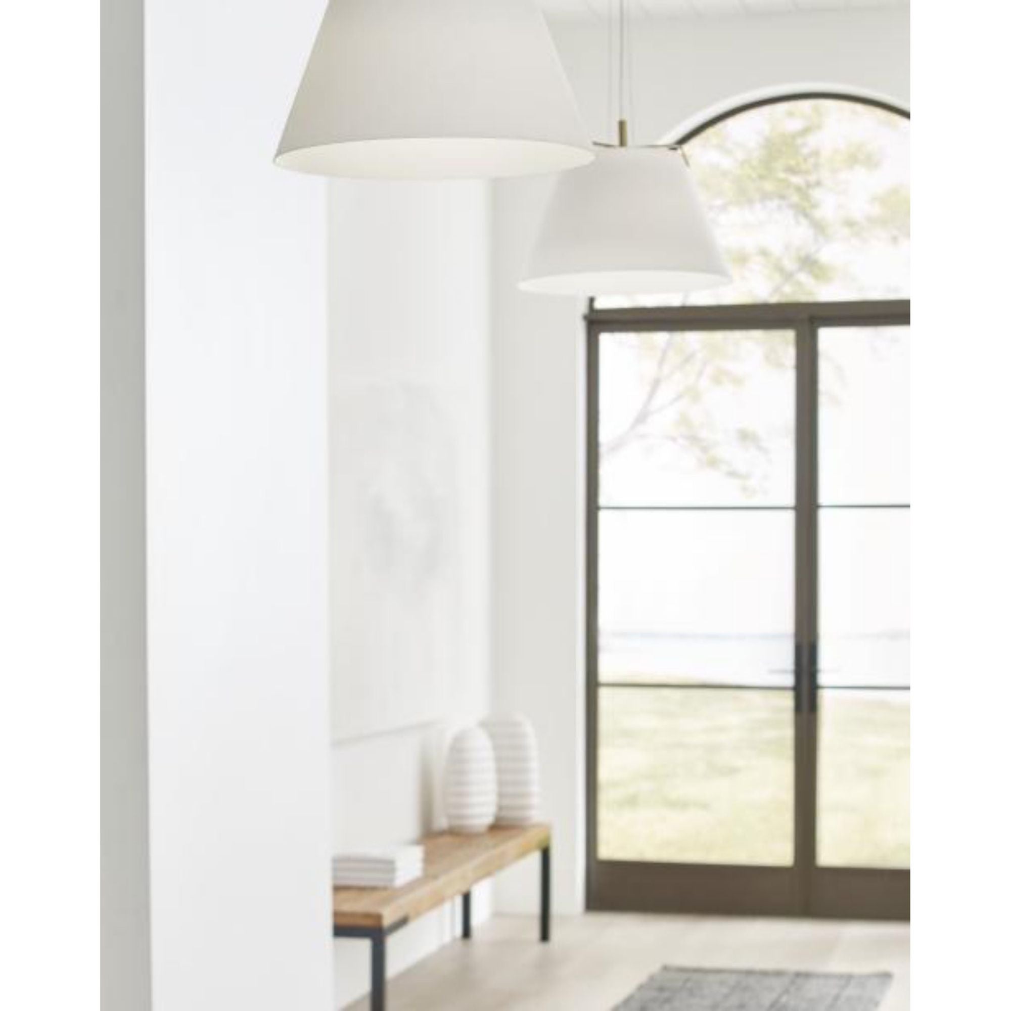 Devin Pendant Line-Voltage Pendants/Suspension 1-Light Polished Nickel/White by Sean Lavin