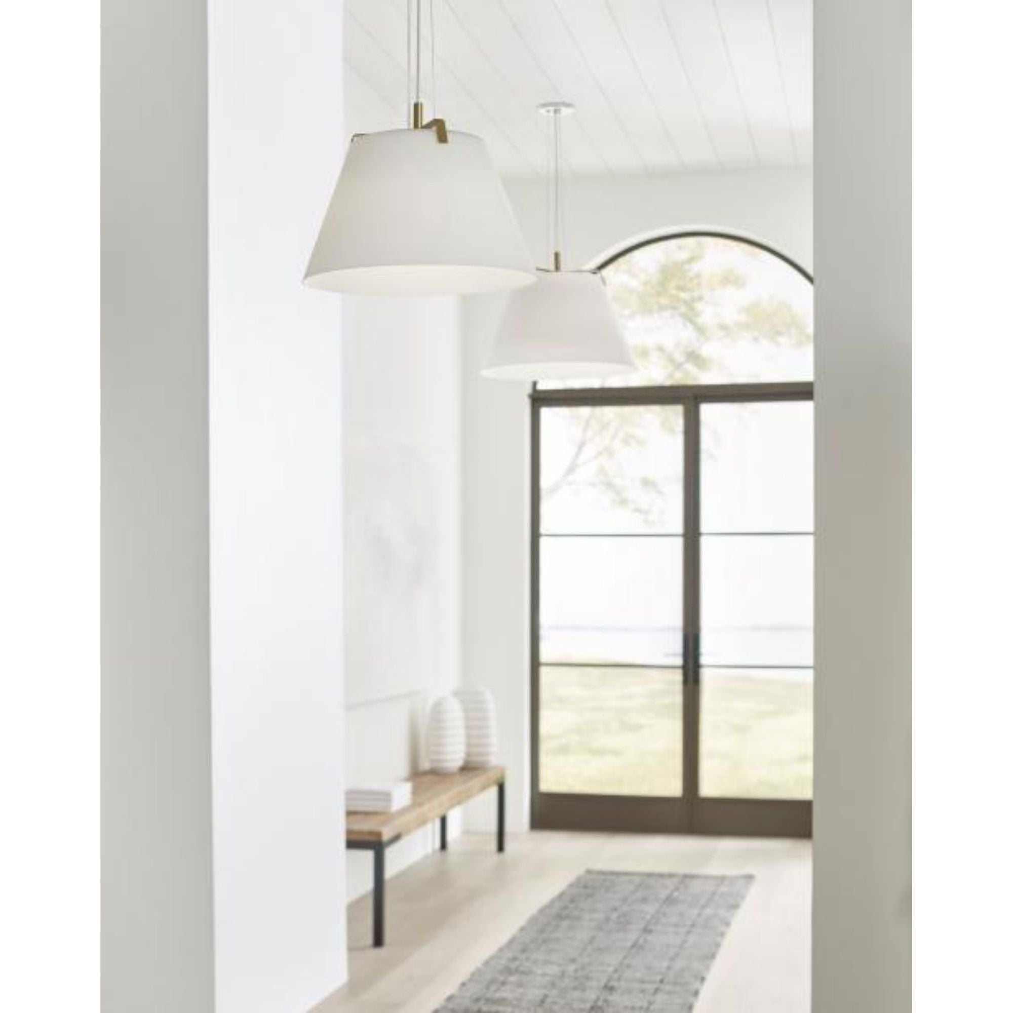 Devin Pendant Line-Voltage Pendants/Suspension 1-Light Polished Nickel/White by Sean Lavin